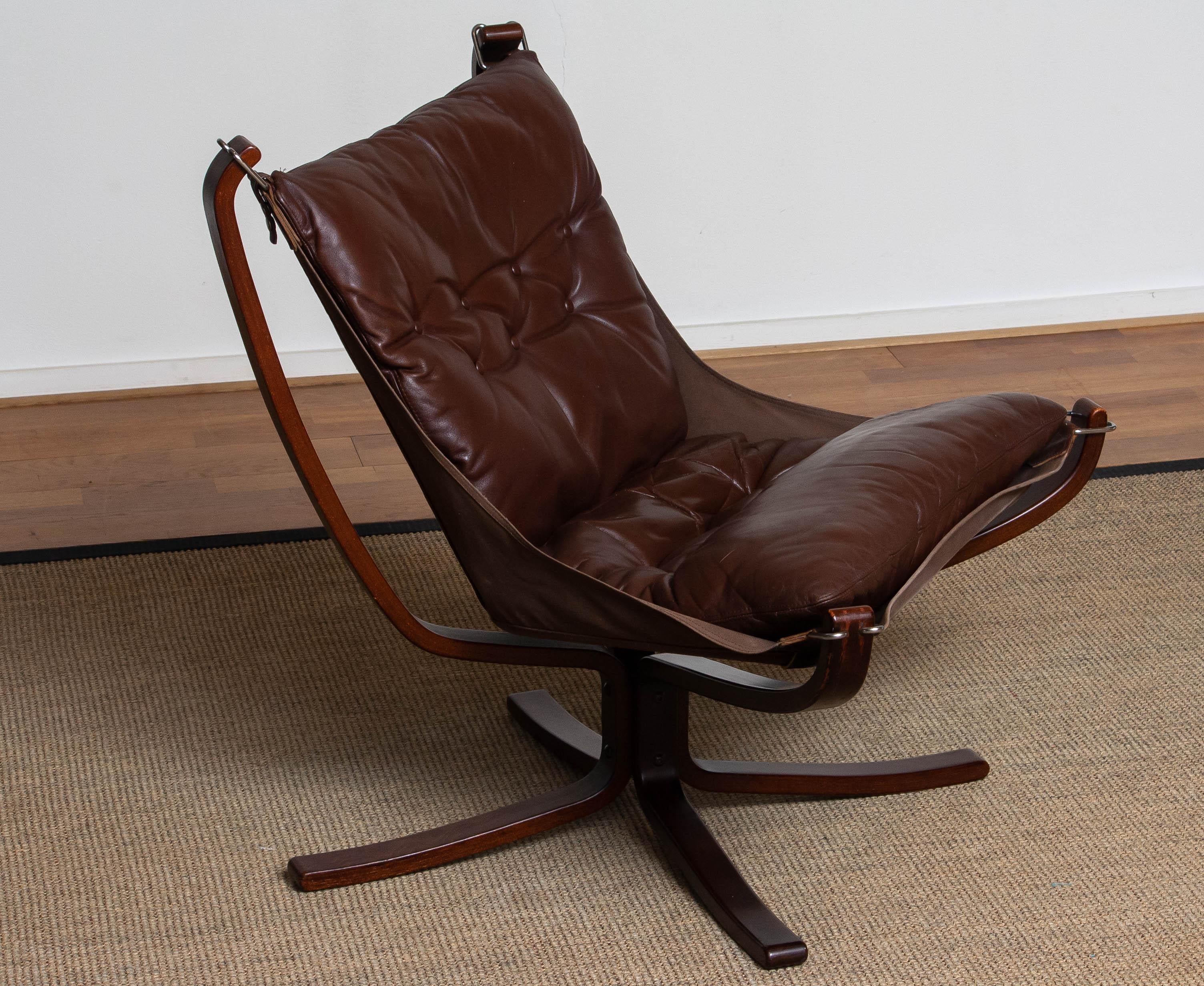 Bentwood and Dark Brown Leather Falcon Chair by Sigurd Ressell for Vatne Mobler 5