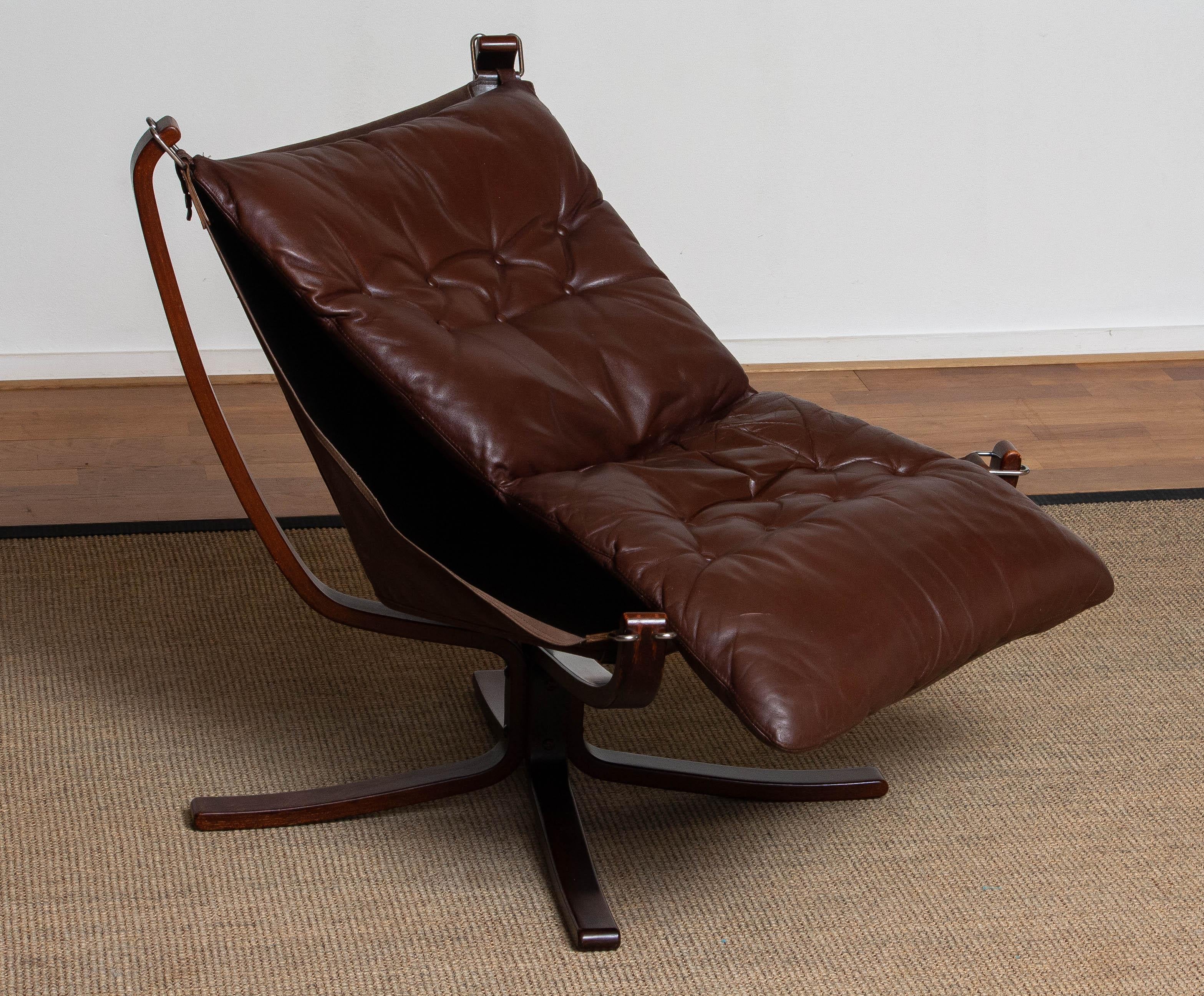 Bentwood and Dark Brown Leather Falcon Chair by Sigurd Ressell for Vatne Mobler 6