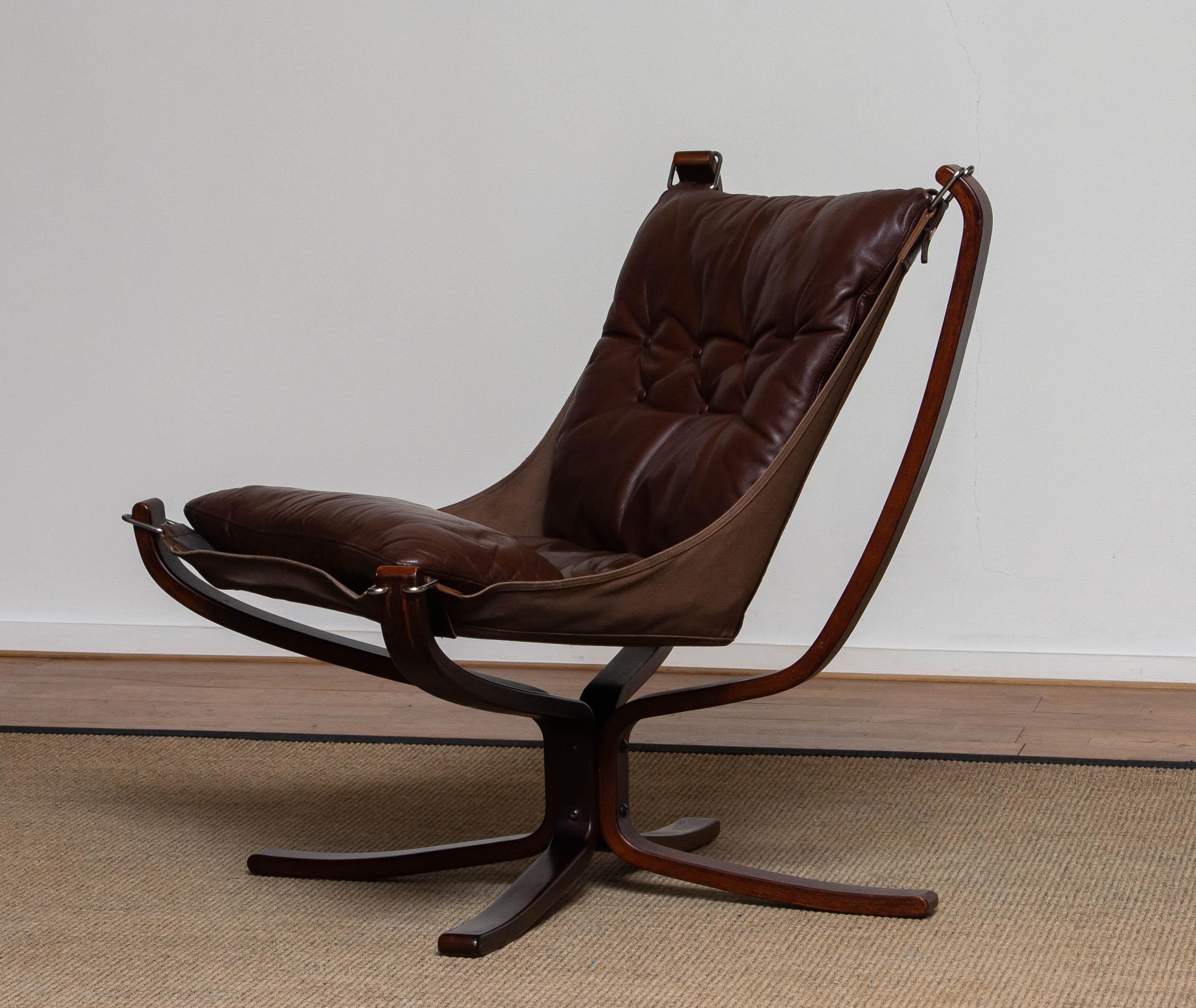 Bentwood and Dark Brown Leather Falcon Chair by Sigurd Ressell for Vatne Mobler In Good Condition In Silvolde, Gelderland