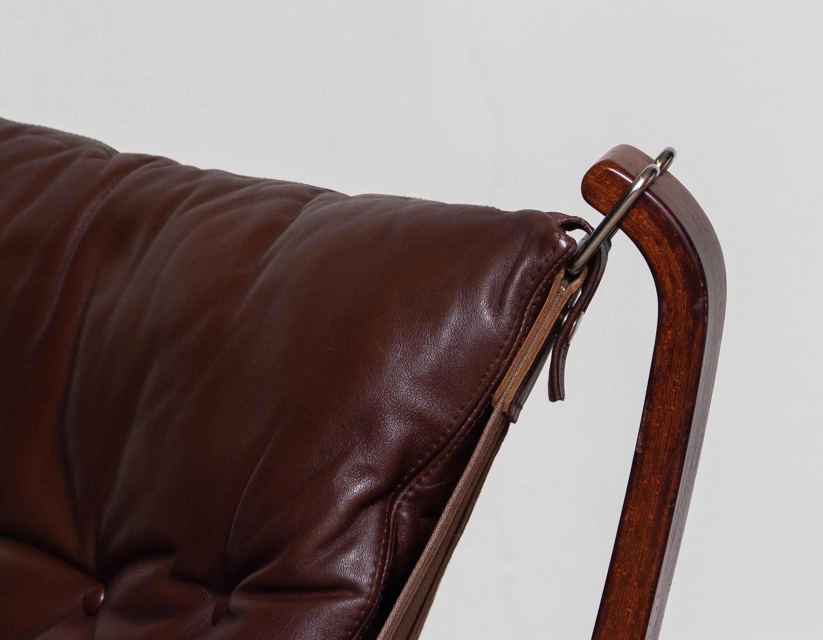 Late 20th Century Bentwood and Dark Brown Leather Falcon Chair by Sigurd Ressell for Vatne Mobler