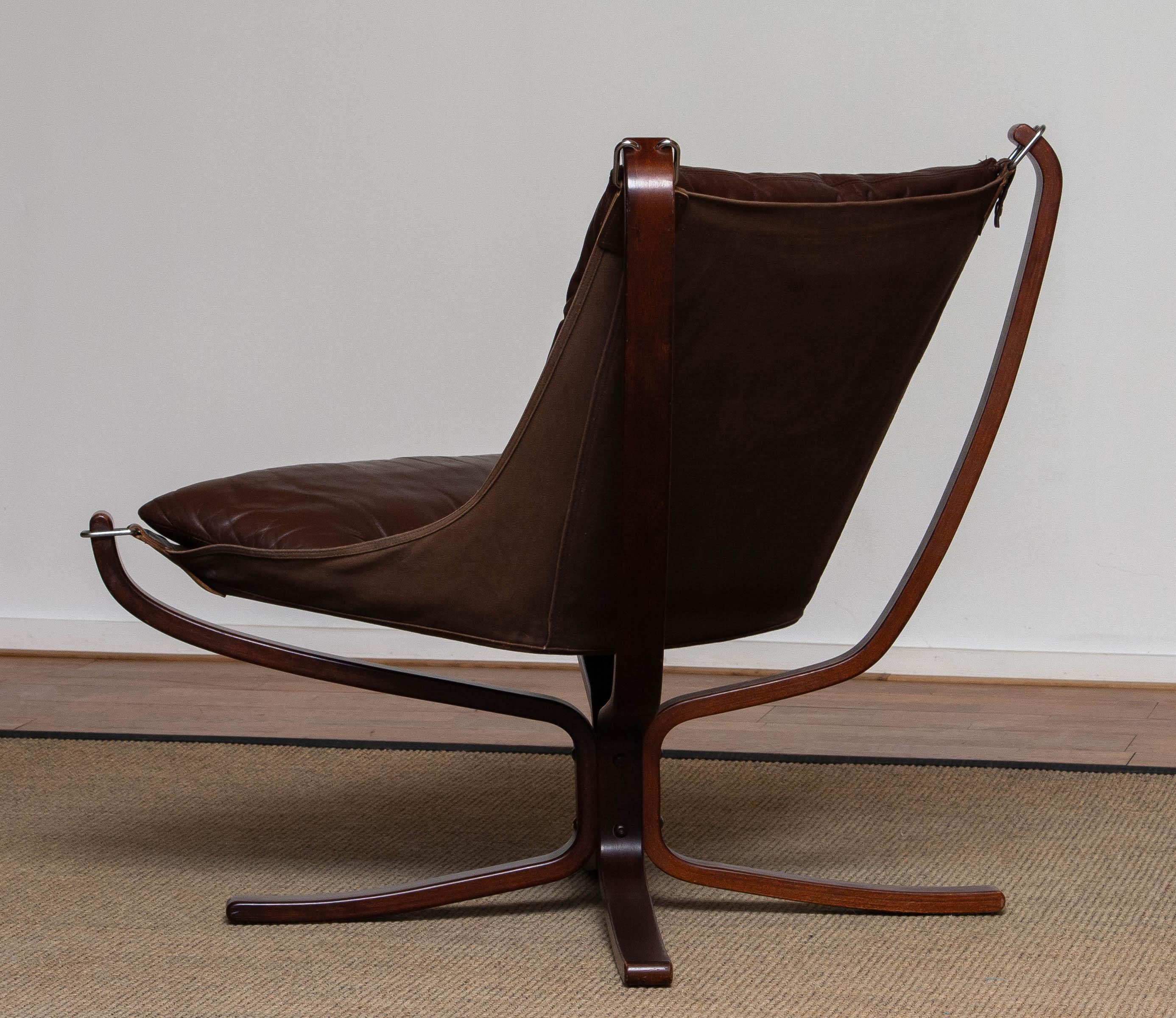 Bentwood and Dark Brown Leather Falcon Chair by Sigurd Ressell for Vatne Mobler 1