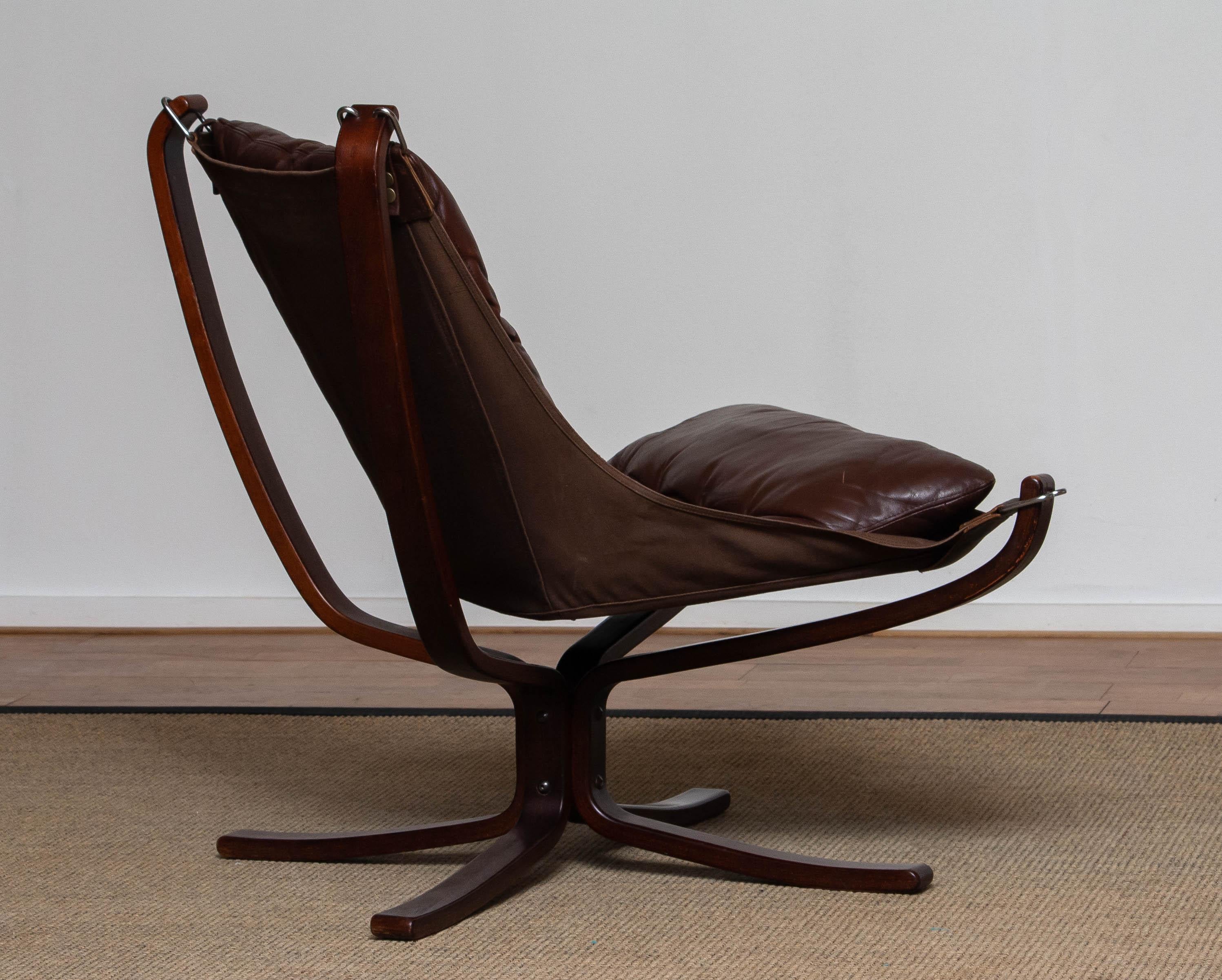 Bentwood and Dark Brown Leather Falcon Chair by Sigurd Ressell for Vatne Mobler 2