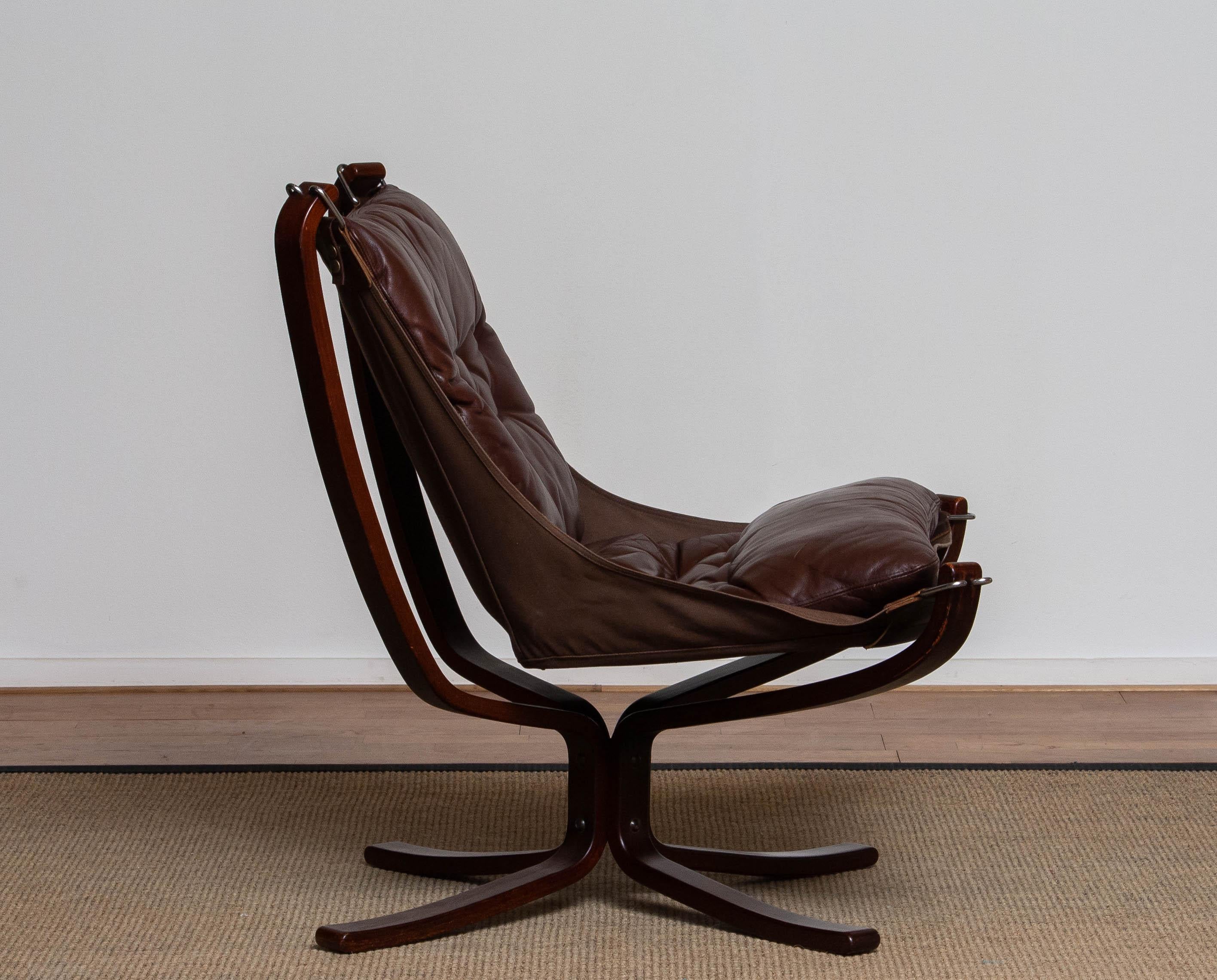 Bentwood and Dark Brown Leather Falcon Chair by Sigurd Ressell for Vatne Mobler 3