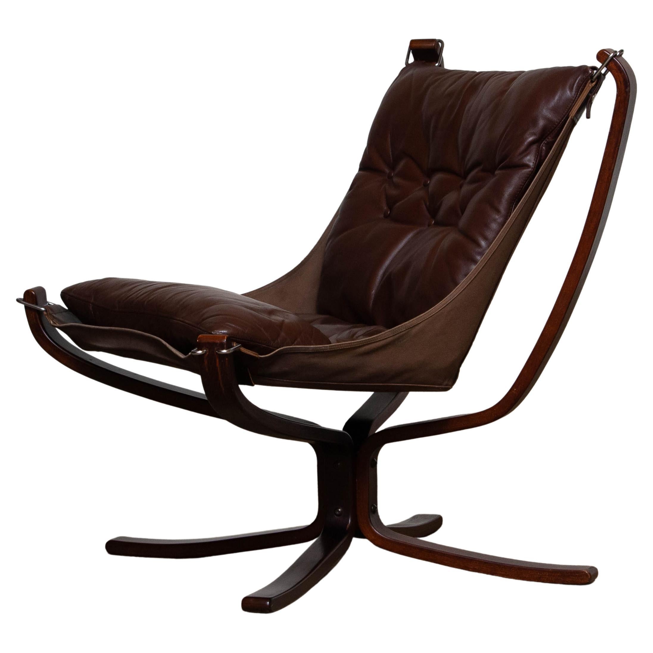 Bentwood and Dark Brown Leather Falcon Chair by Sigurd Ressell for Vatne Mobler