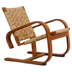 Bentwood and Rush Cantilever Chair Attrituted. Giuseppe Pagano, circa 1940