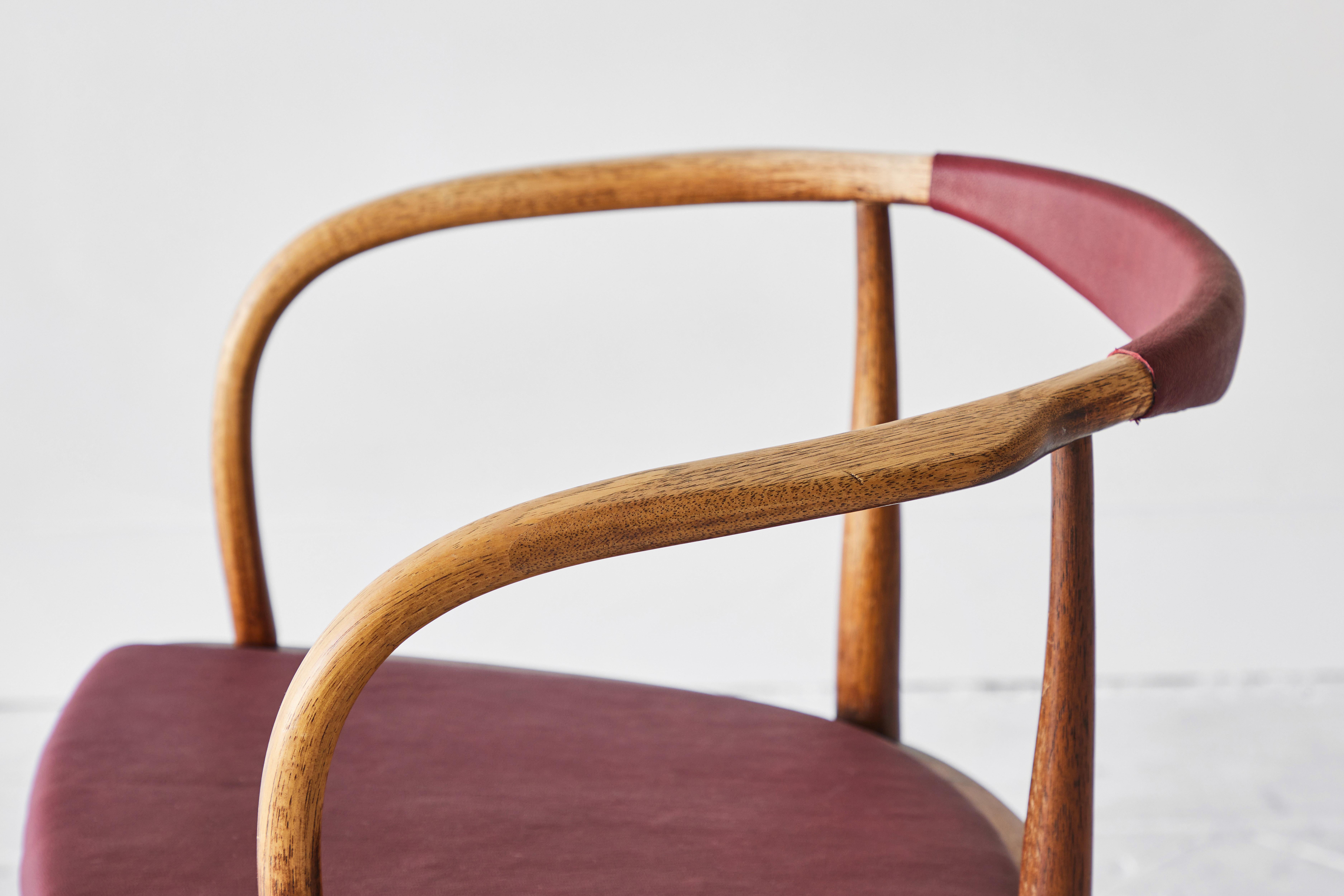 Bentwood Armchair Attributed to Thonet with Leather Seat 5