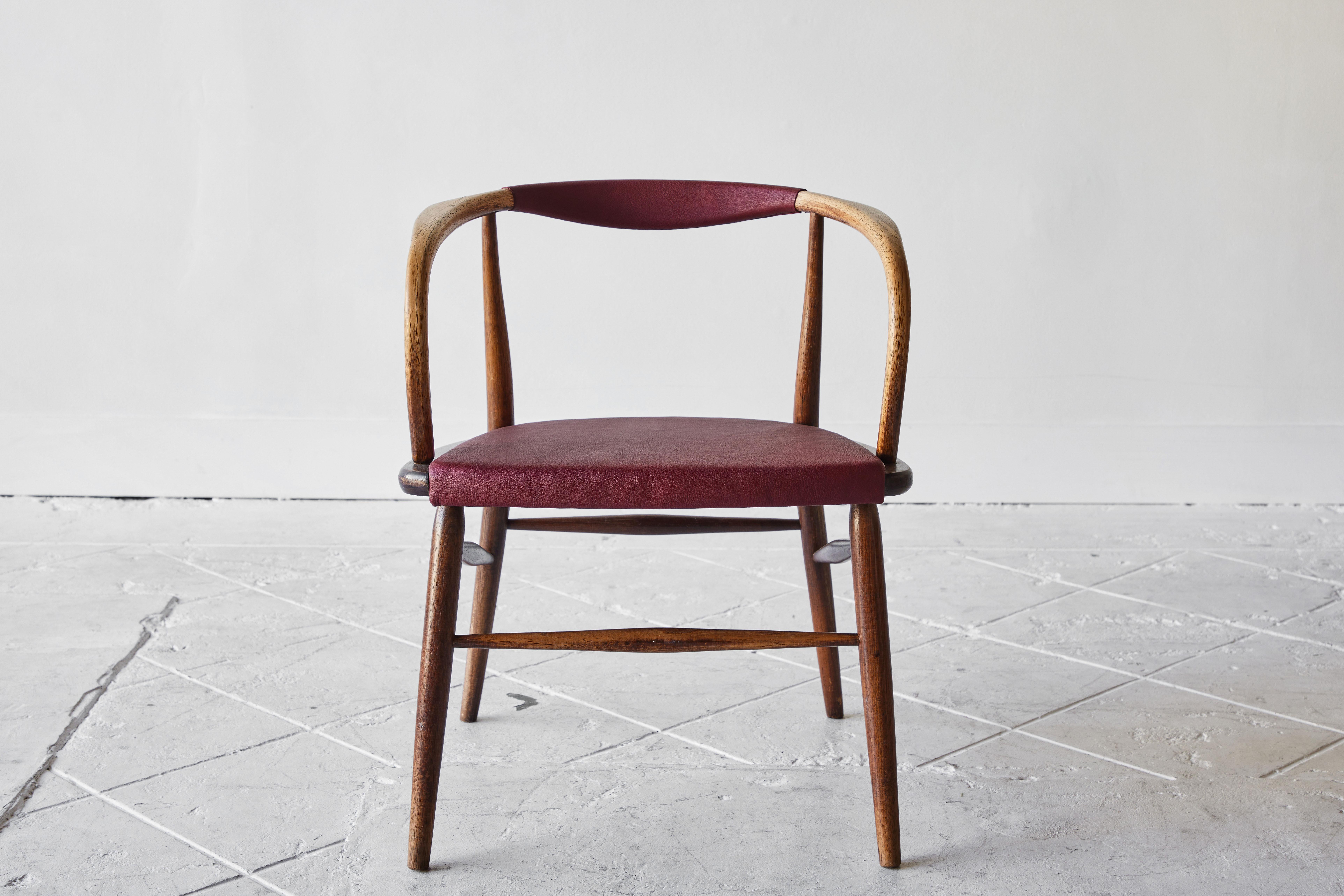 Bentwood Armchair Attributed to Thonet with Leather Seat In Good Condition In Los Angeles, CA