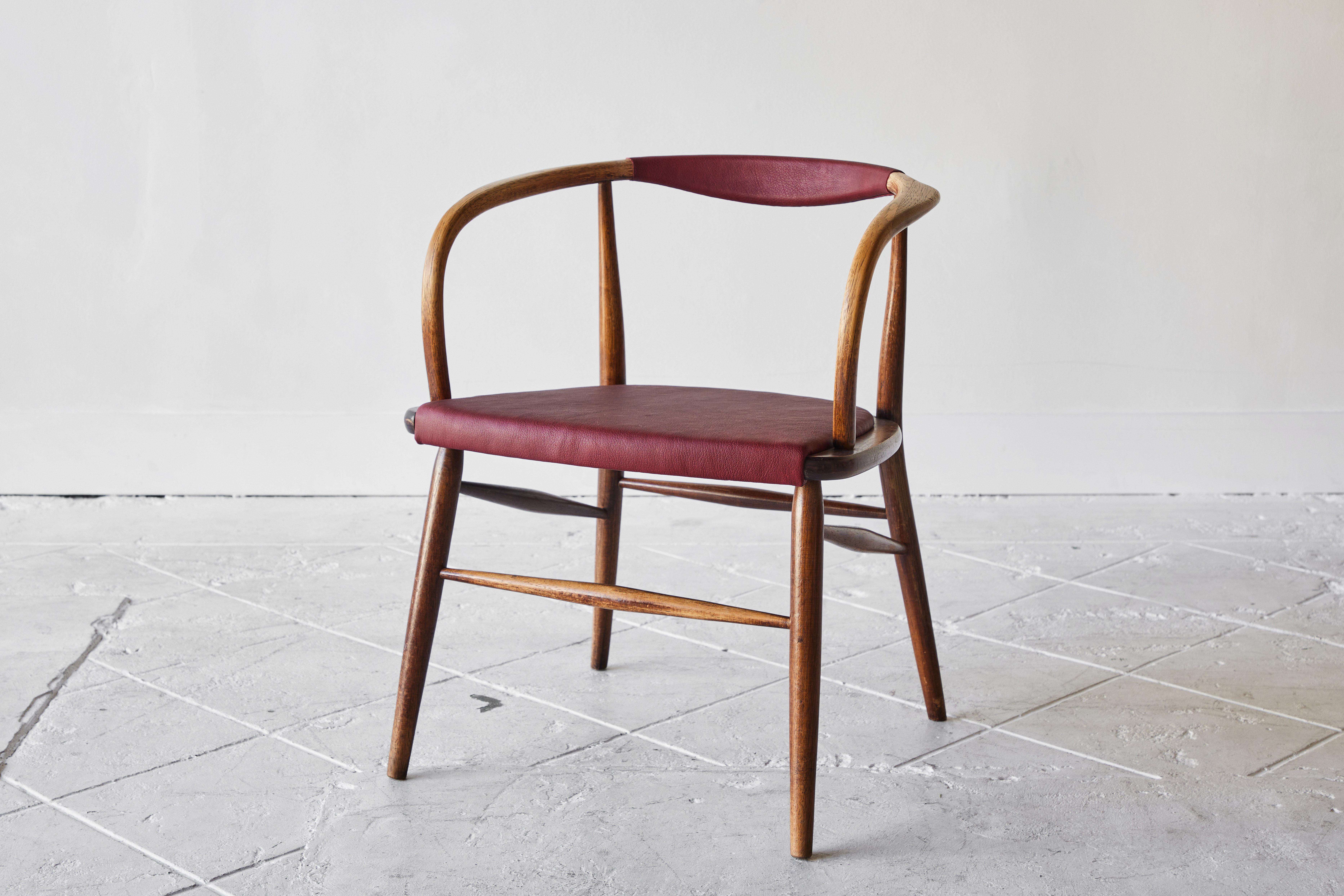 19th Century Bentwood Armchair Attributed to Thonet with Leather Seat