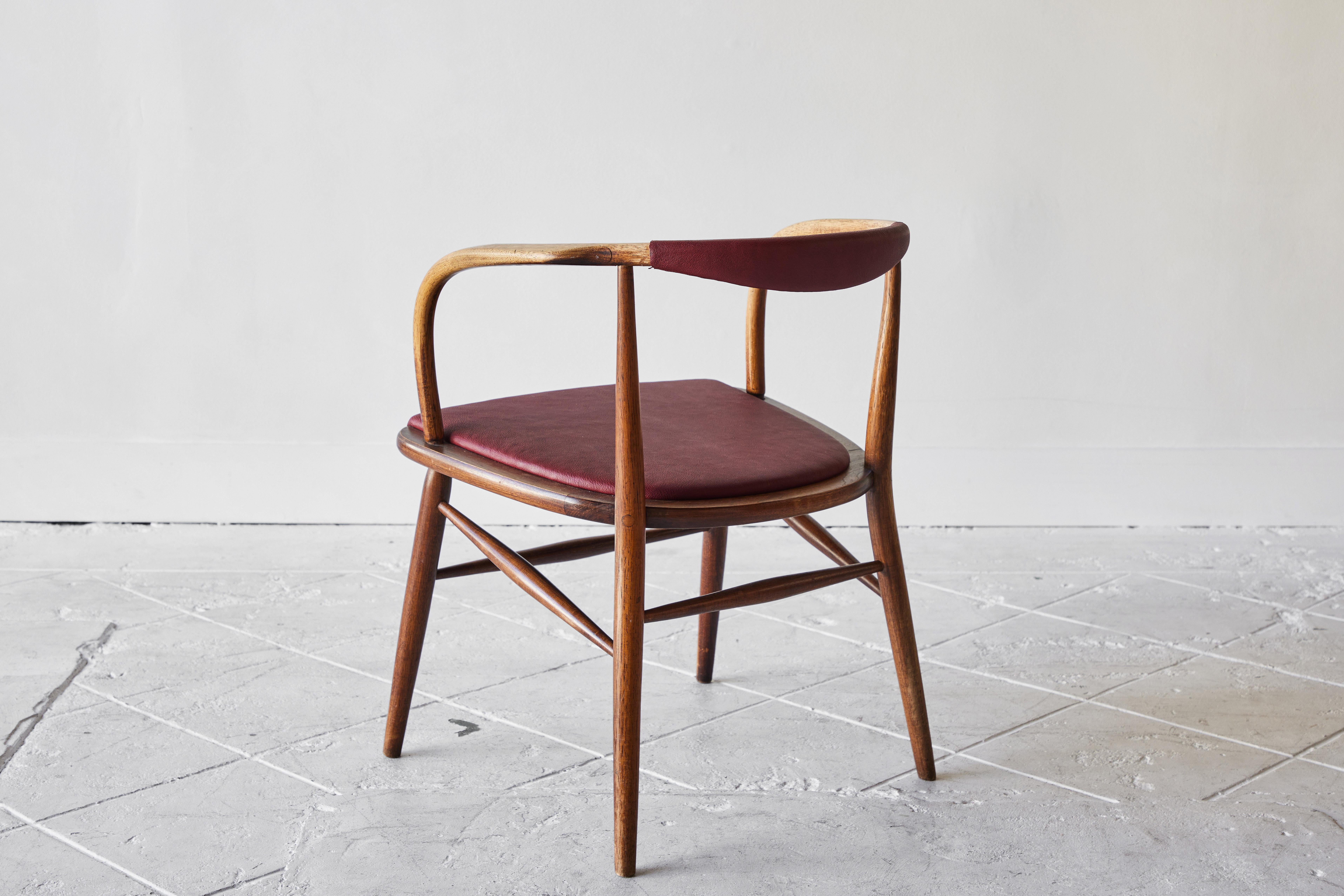 Bentwood Armchair Attributed to Thonet with Leather Seat 1