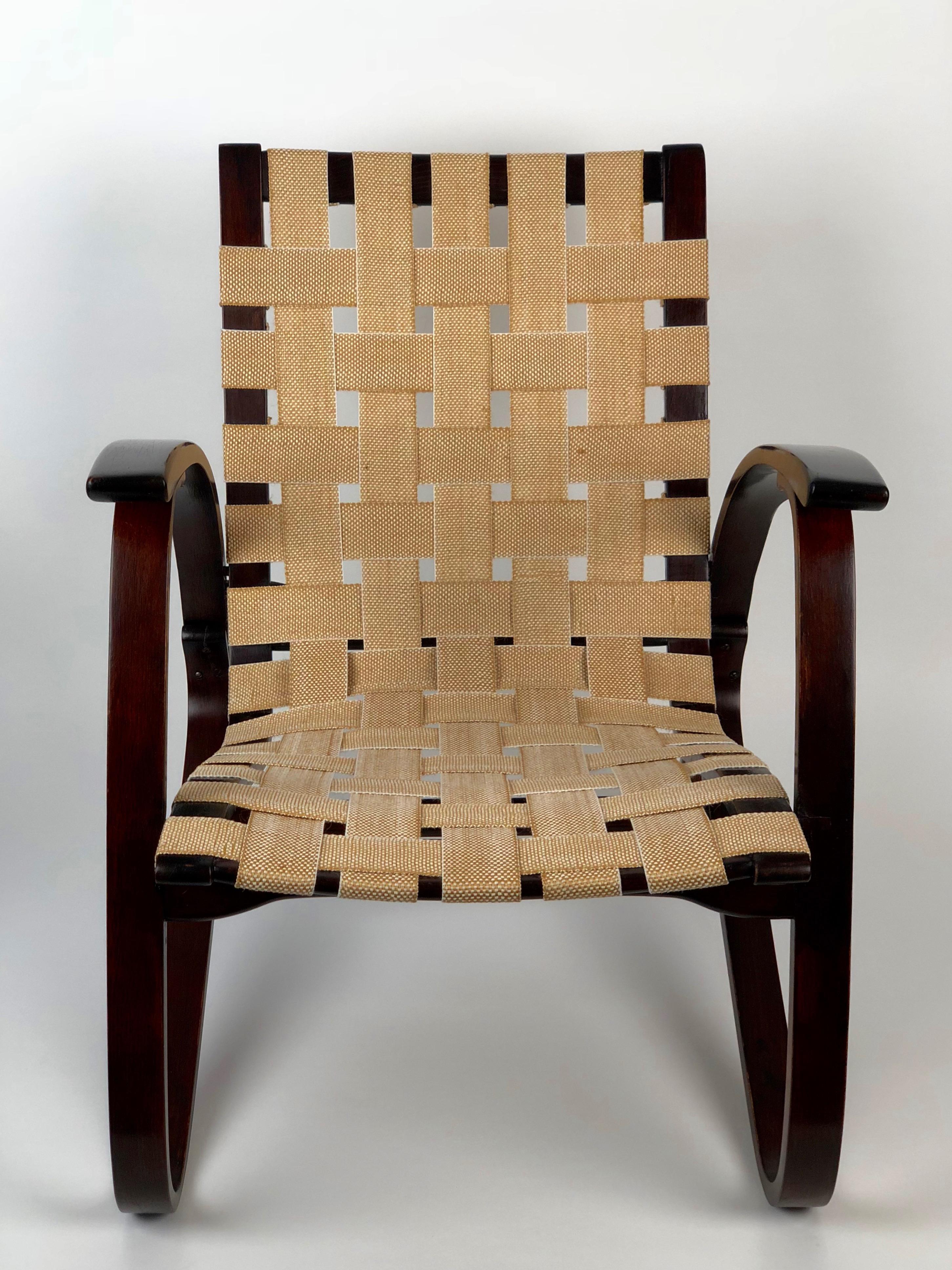 Art Deco Bentwood Armchair by Jan Vanek for UP Zavody, Brno, Czech Republic, 1930s For Sale