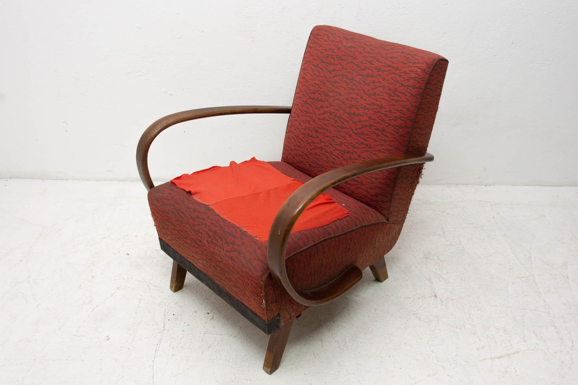 Fabric Bentwood Armchair by Jindřich Halabala for UP Závody, 1950s