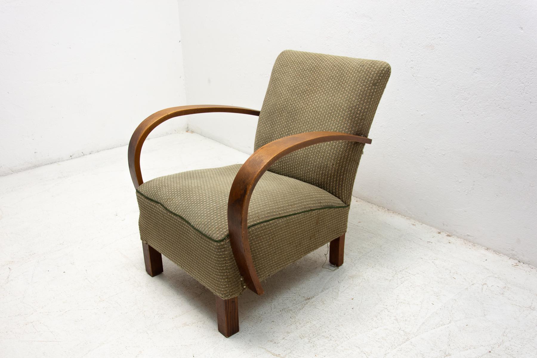 Fabric Bentwood Armchair by Jindřich Halabala for UP Závody, 1950s