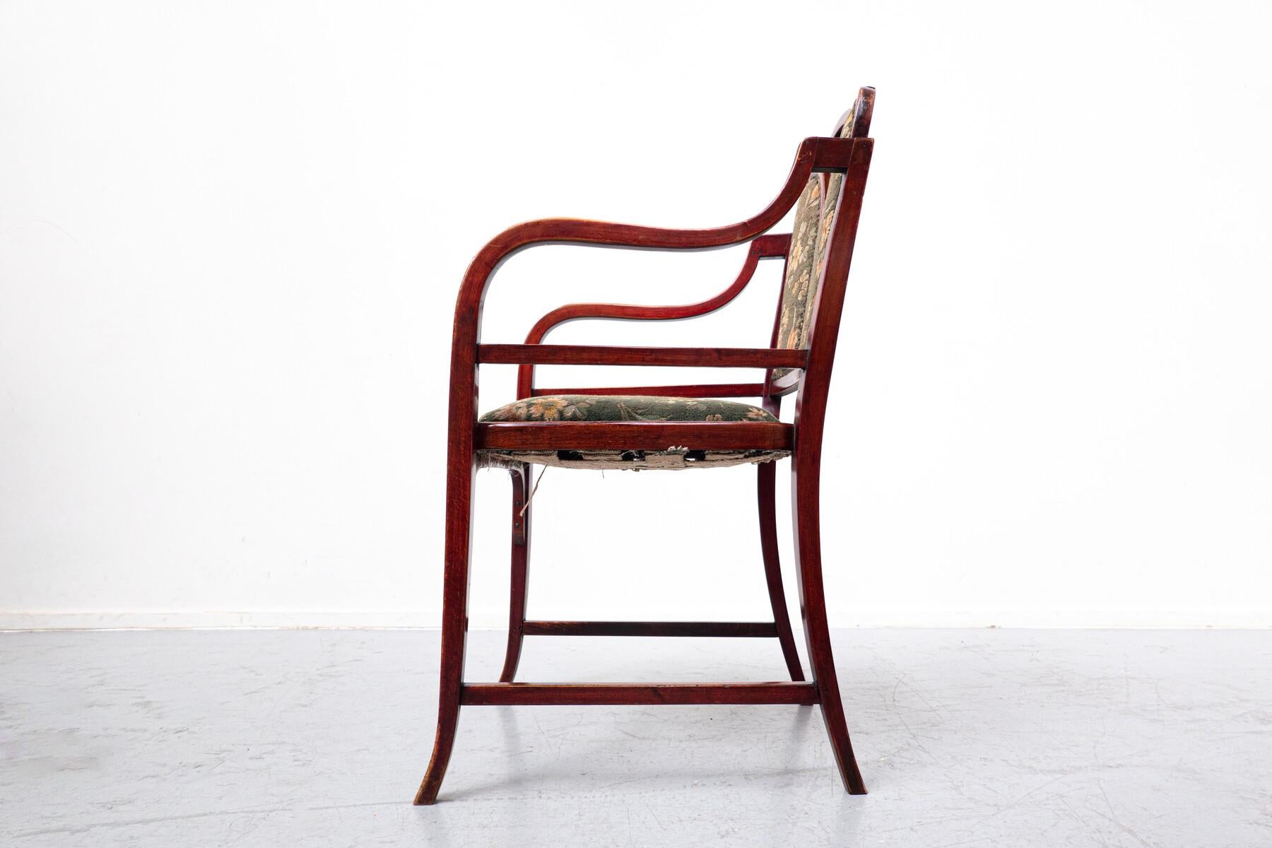 Bentwood Armchair by Thonet, Beech and Fabric, 1930s For Sale 4