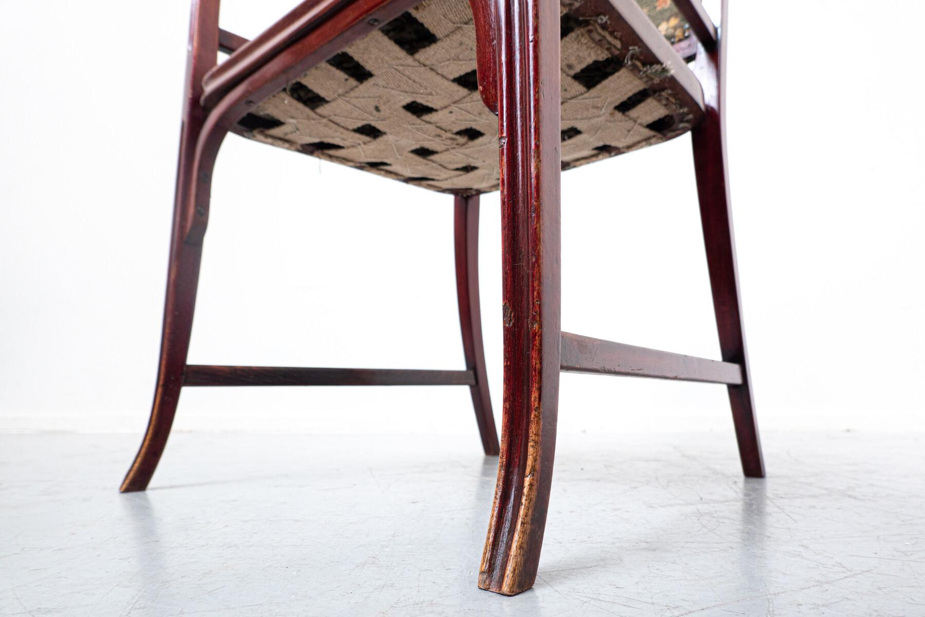 Bentwood Armchair by Thonet, Beech and Fabric, 1930s For Sale 1