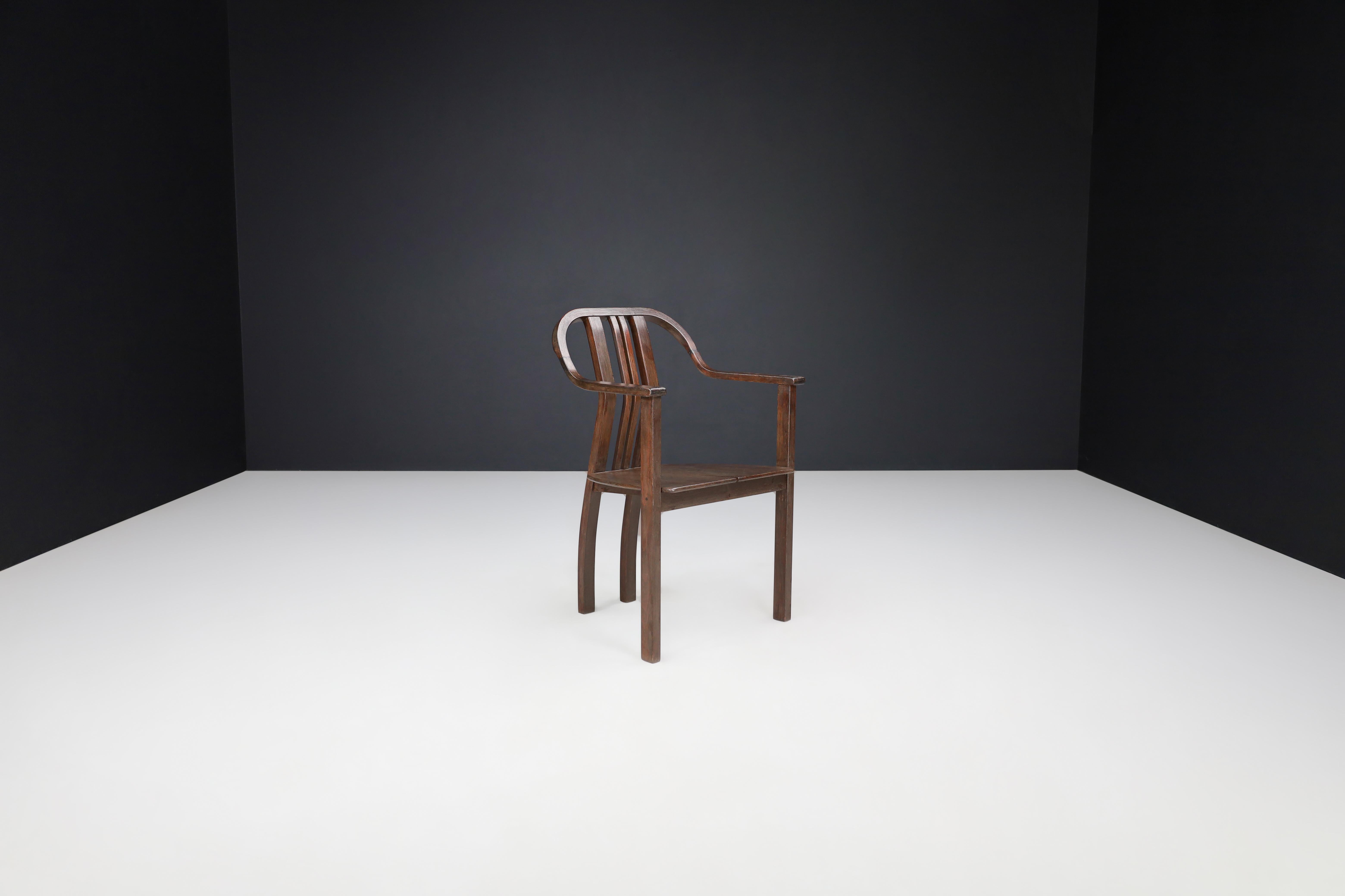Mid-20th Century Bentwood Armchair, Czechoslovakia, 1930s — Art Deco Meets Bauhaus Elegance For Sale