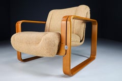 Bentwood Armchair in Original Jute Fabric by Jan Bočan, 1960s