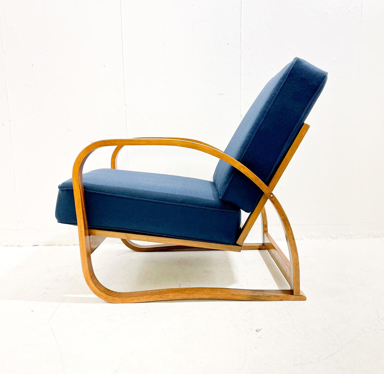 Bentwood armchair, Jindrich Halabala with adjustable back - Czech Republic 1940s.