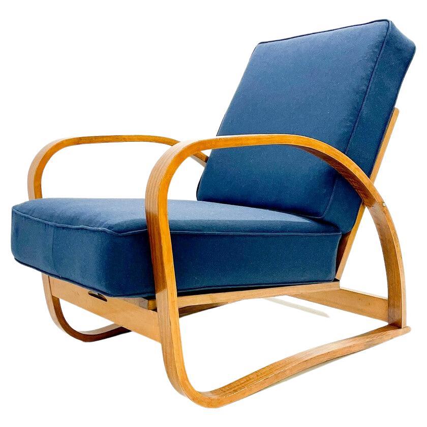 Bentwood Armchair, Jindrich Halabala with Adjustable Back, Czech Republic, 1940s For Sale