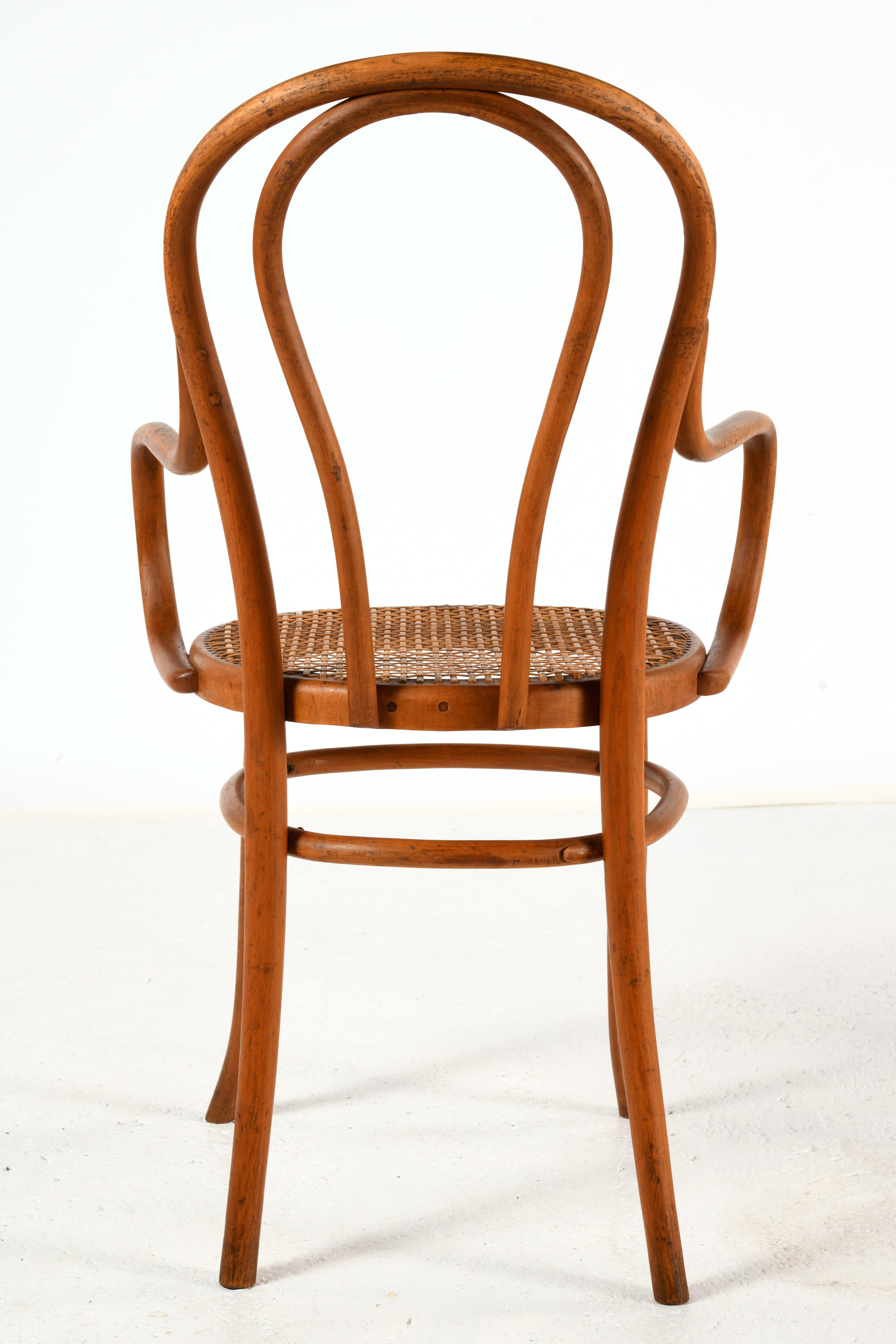 French Bentwood armchair produced by the Fischel company between 1890 and 1910 For Sale