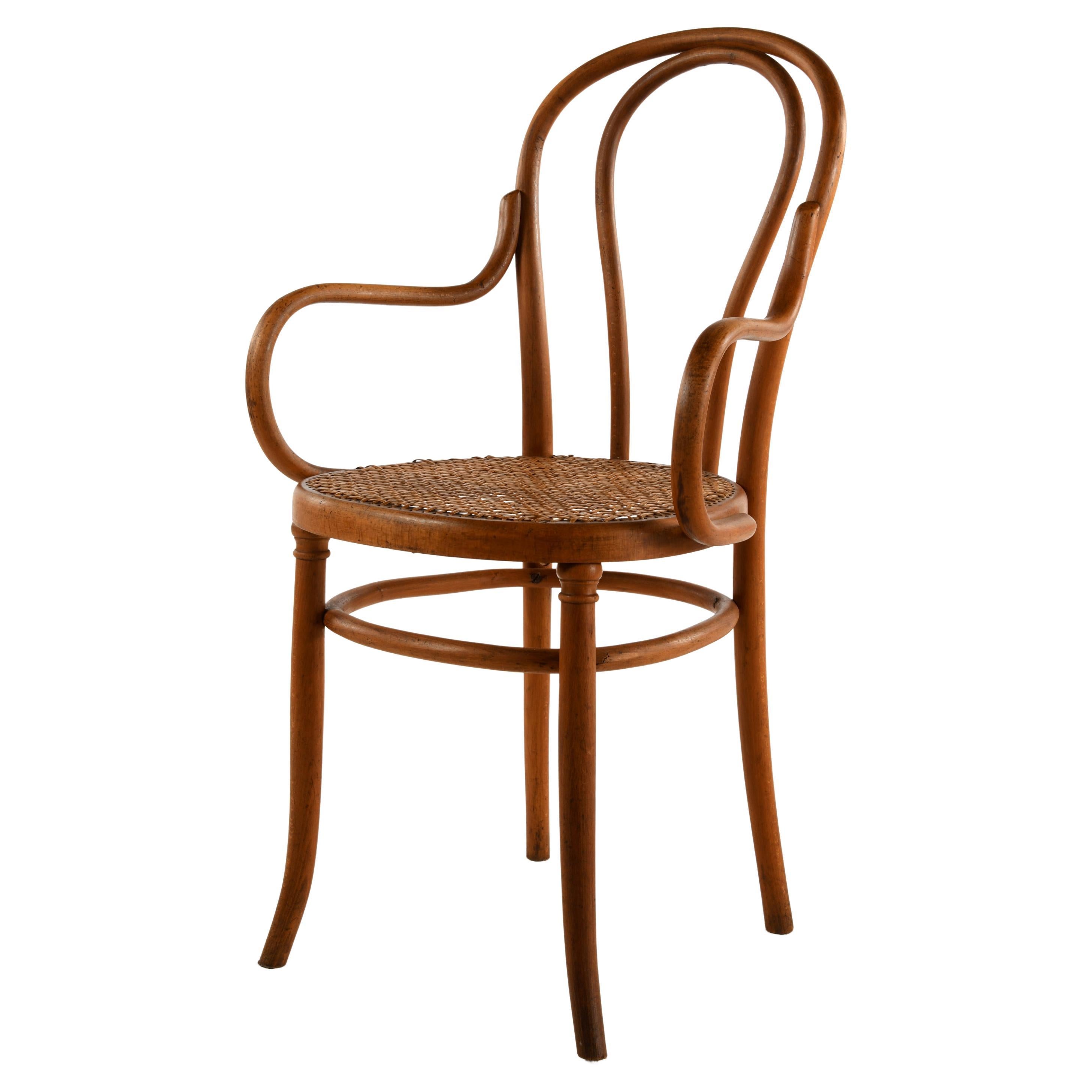 Bentwood armchair produced by the Fischel company between 1890 and 1910 For Sale