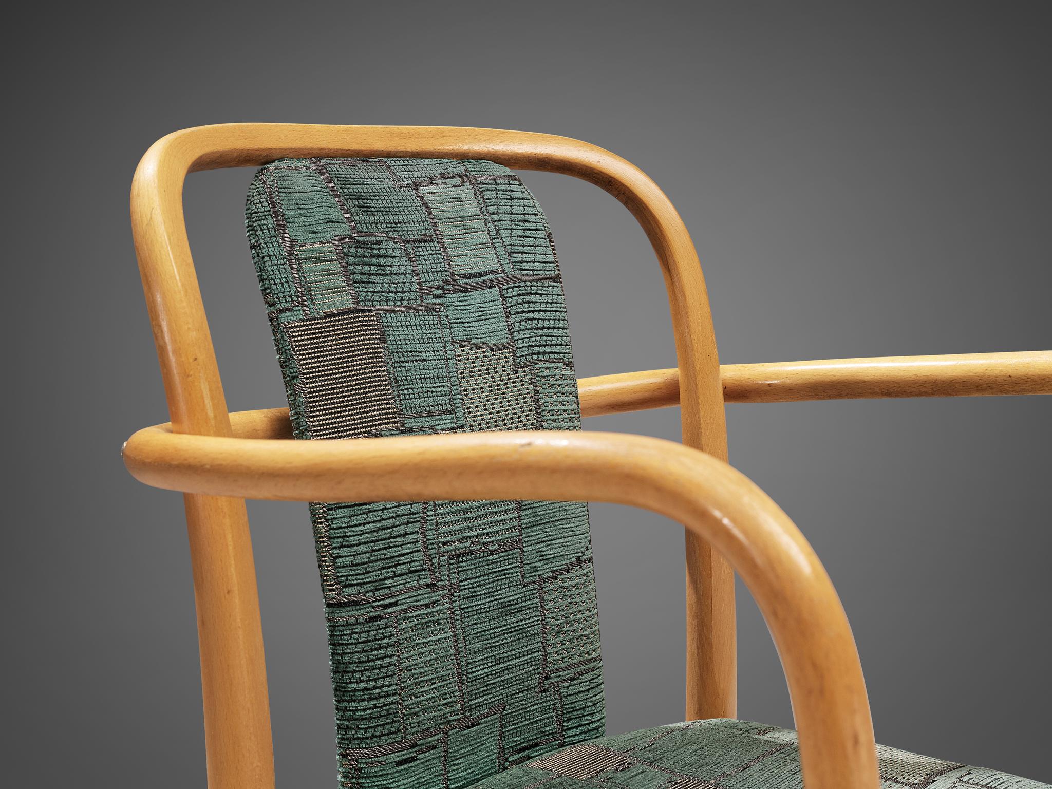 Mid-20th Century Bentwood Armchairs in Green Upholstery For Sale
