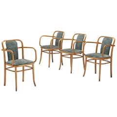 Bentwood Armchairs in Green Upholstery