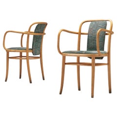 Vintage Bentwood Armchairs in Green Upholstery 