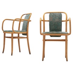 Bentwood Armchairs in Green Upholstery