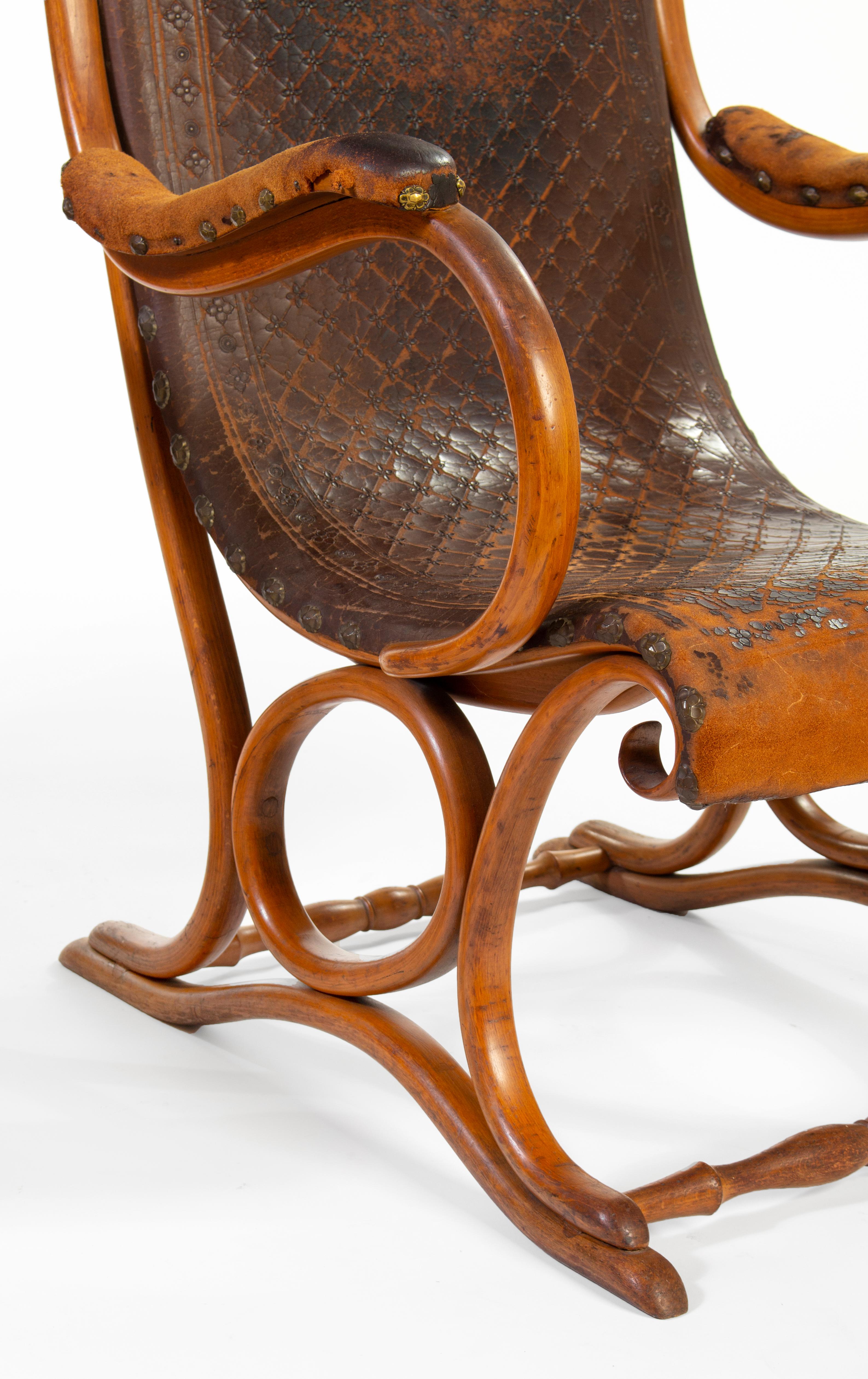 Art Nouveau Bentwood Armchairs in Pair, Model No. 1, Designed by Gebrüder Thonet c. 1900 For Sale