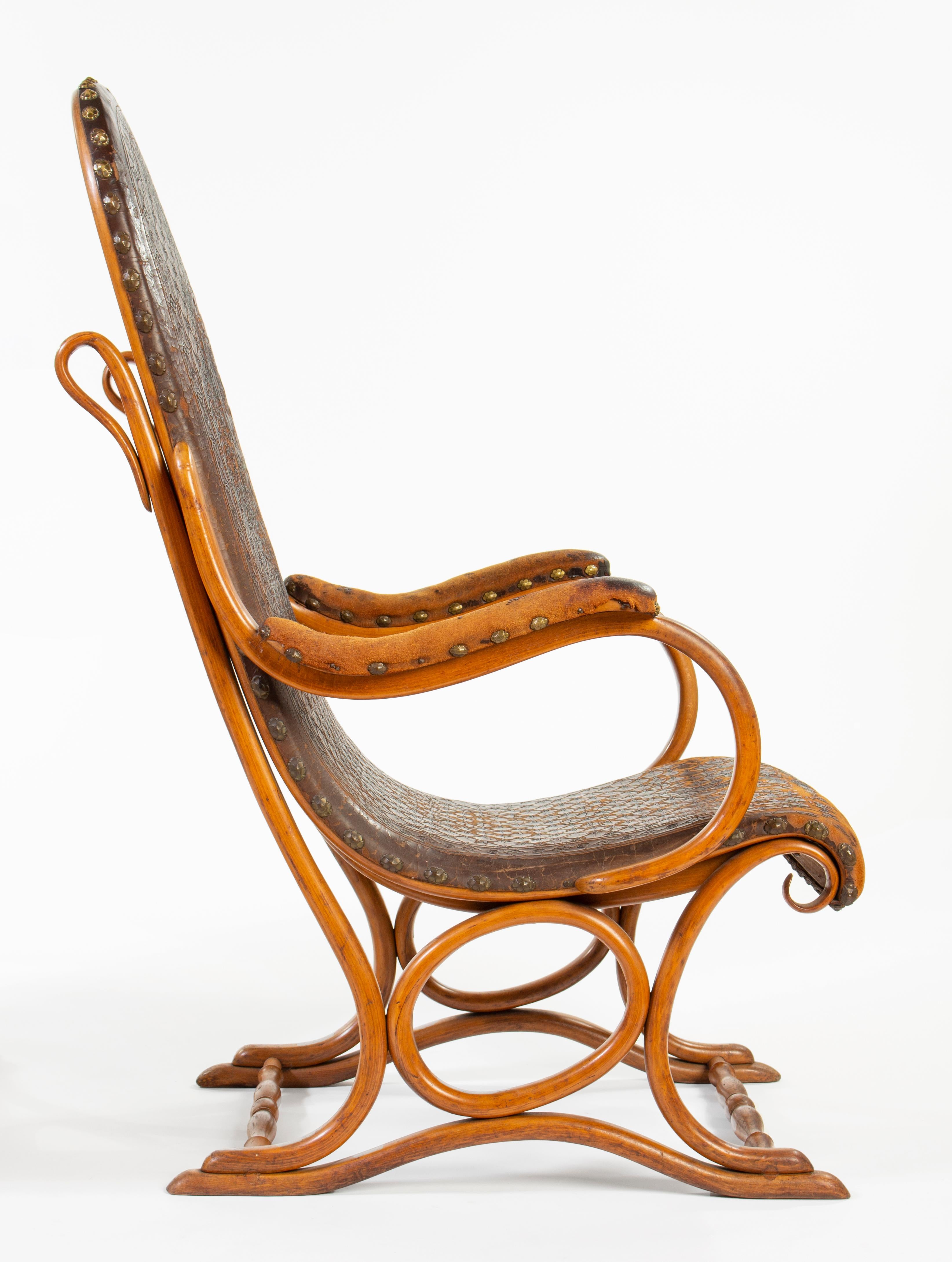 Austrian Bentwood Armchairs in Pair, Model No. 1, Designed by Gebrüder Thonet c. 1900 For Sale