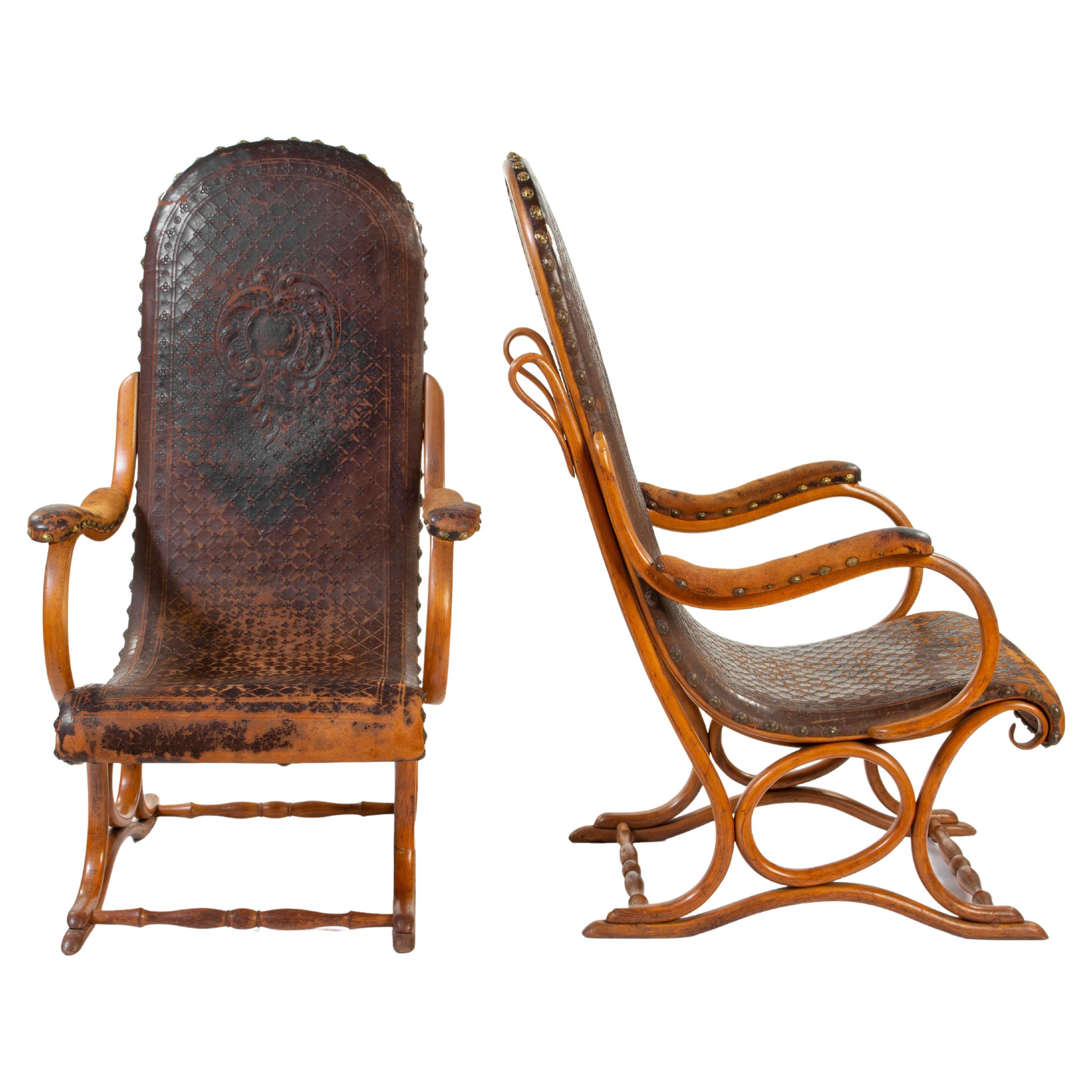 Paire de fauteuils en bois cintré, modèle n° 1, conçus par Gebrder Thonet vers 1900