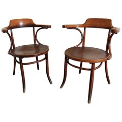 Antique Bentwood Armchairs, in the Manner of Thonet "Banker" Chair