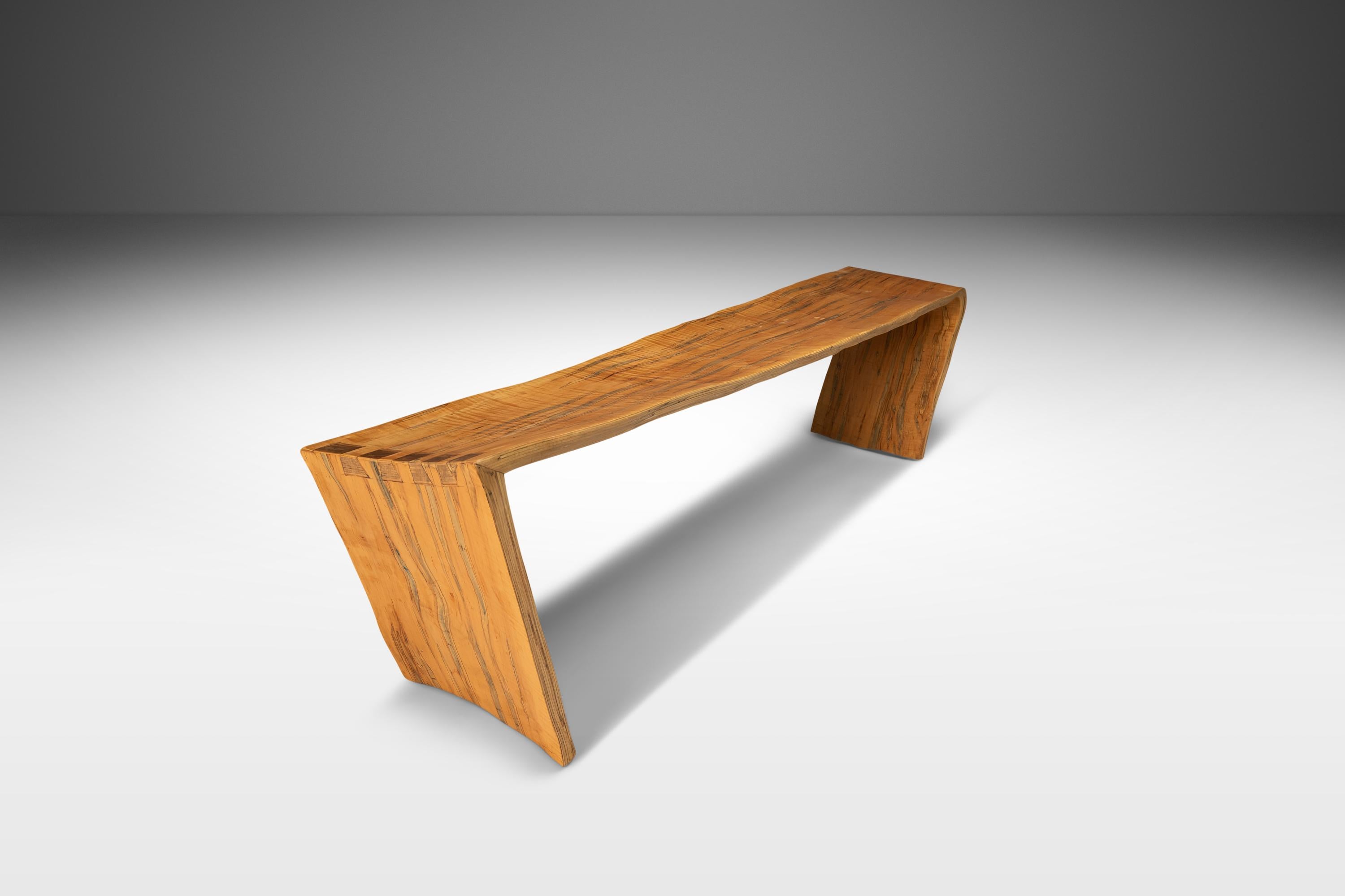 Bentwood Asymmetrical Abstract Three Seater Bench in Ambrosia Maple, Usa, 1980s For Sale 3