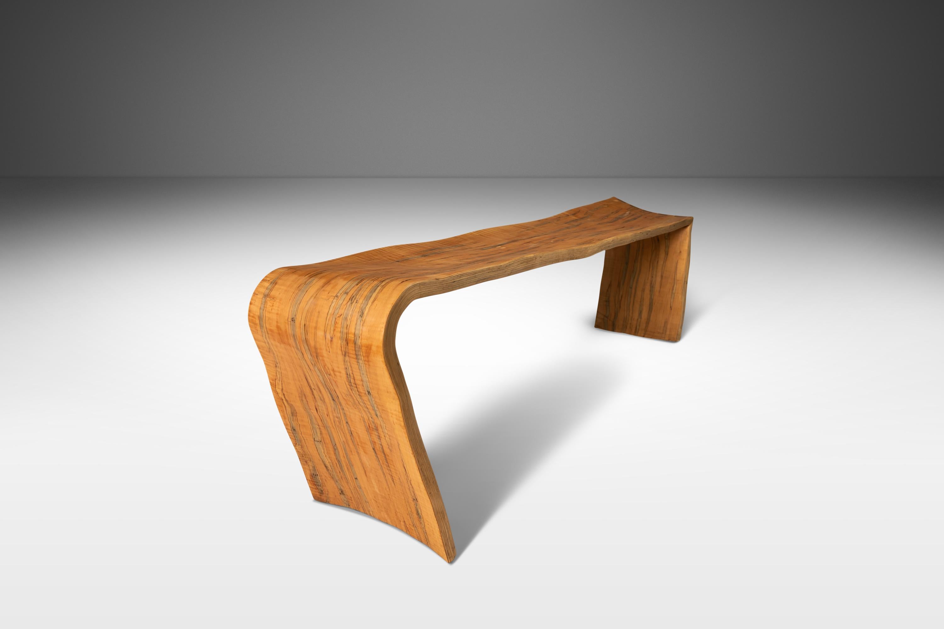 Bentwood Asymmetrical Abstract Three Seater Bench in Ambrosia Maple, Usa, 1980s For Sale 4