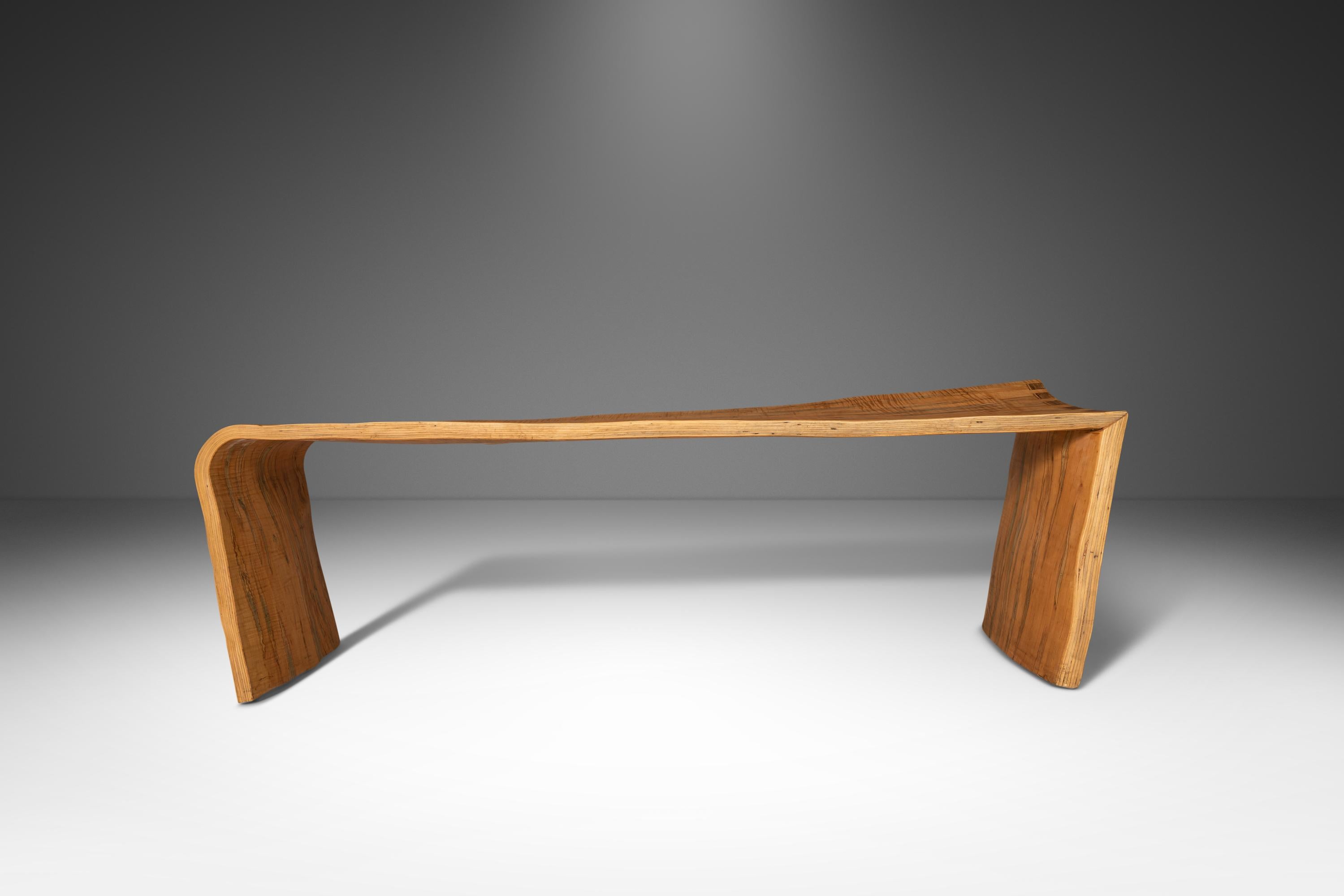 Bentwood Asymmetrical Abstract Three Seater Bench in Ambrosia Maple, Usa, 1980s For Sale 7