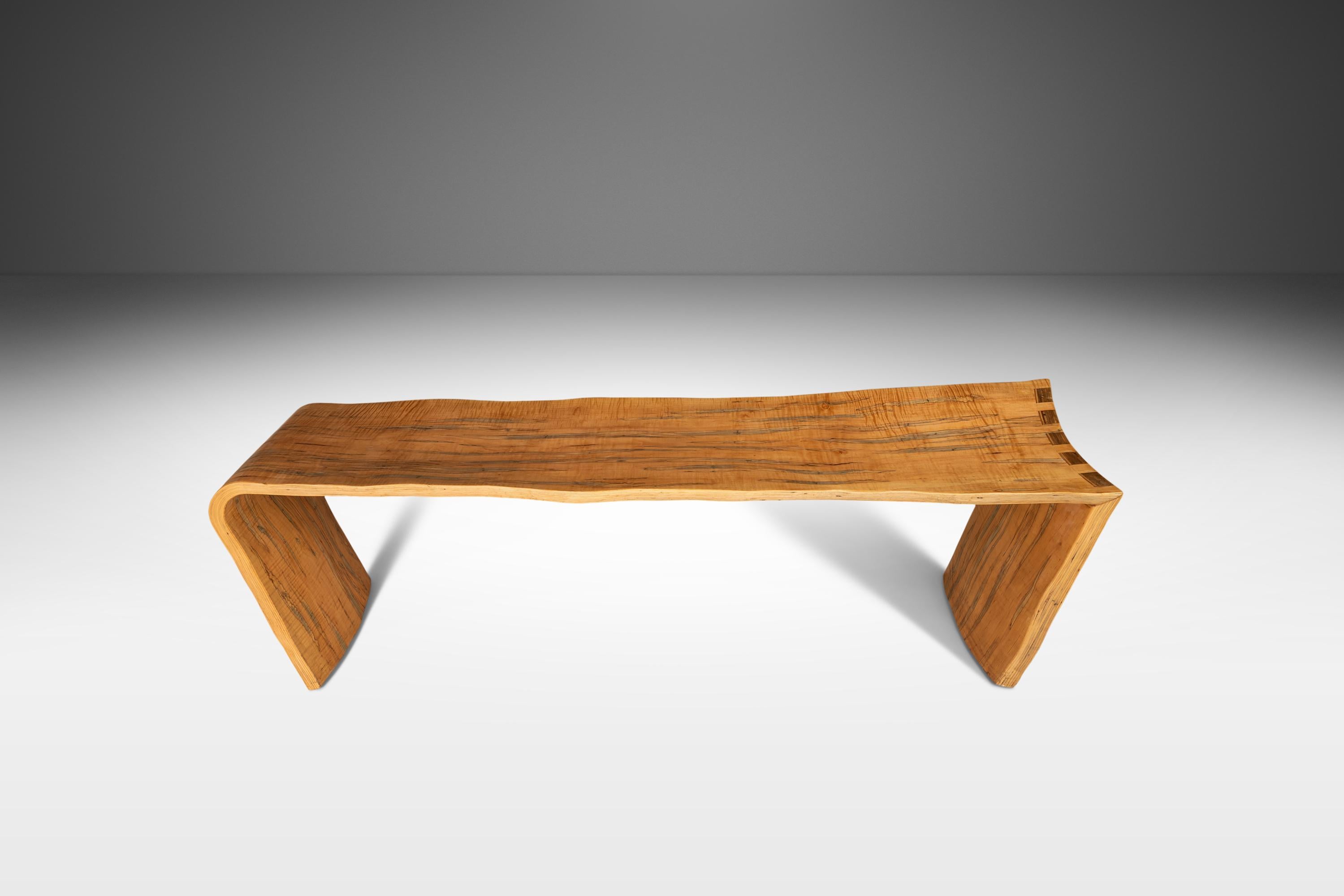 Bentwood Asymmetrical Abstract Three Seater Bench in Ambrosia Maple, Usa, 1980s For Sale 8