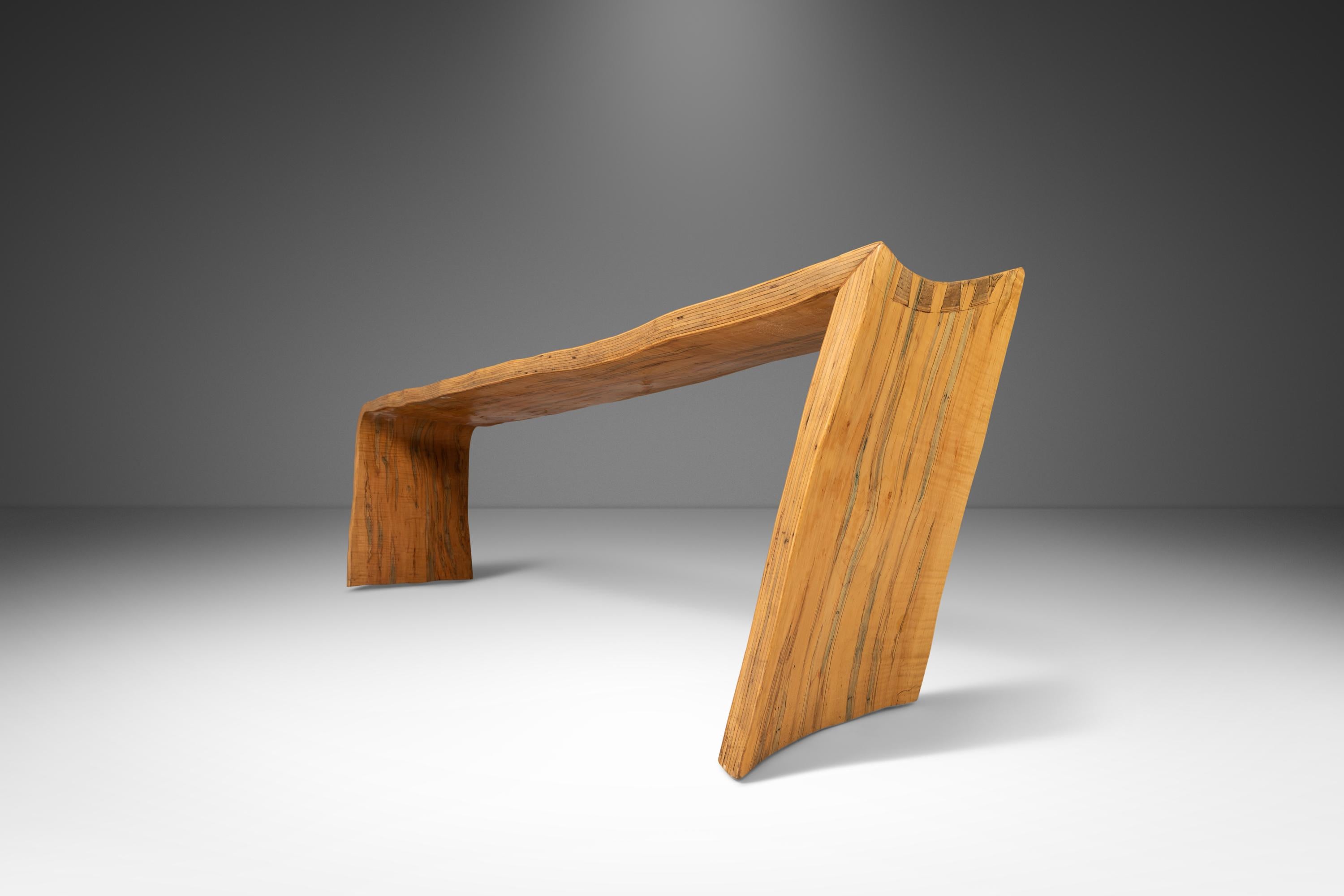 American Bentwood Asymmetrical Abstract Three Seater Bench in Ambrosia Maple, Usa, 1980s For Sale