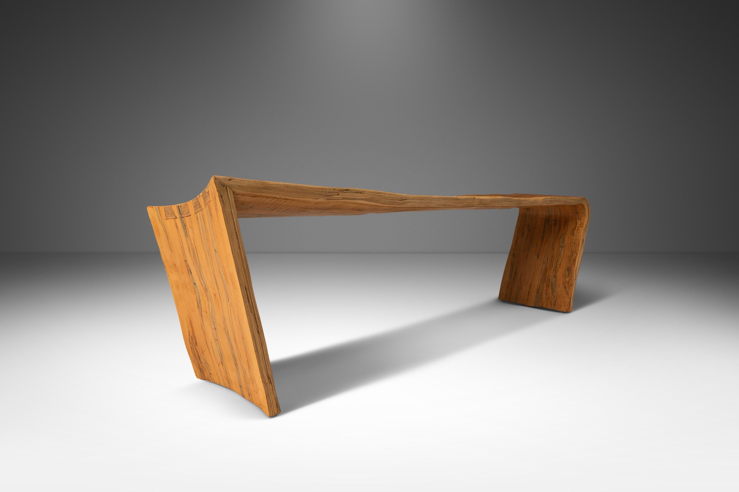 Bentwood Asymmetrical Abstract Three Seater Bench in Ambrosia Maple, Usa, 1980s For Sale 2