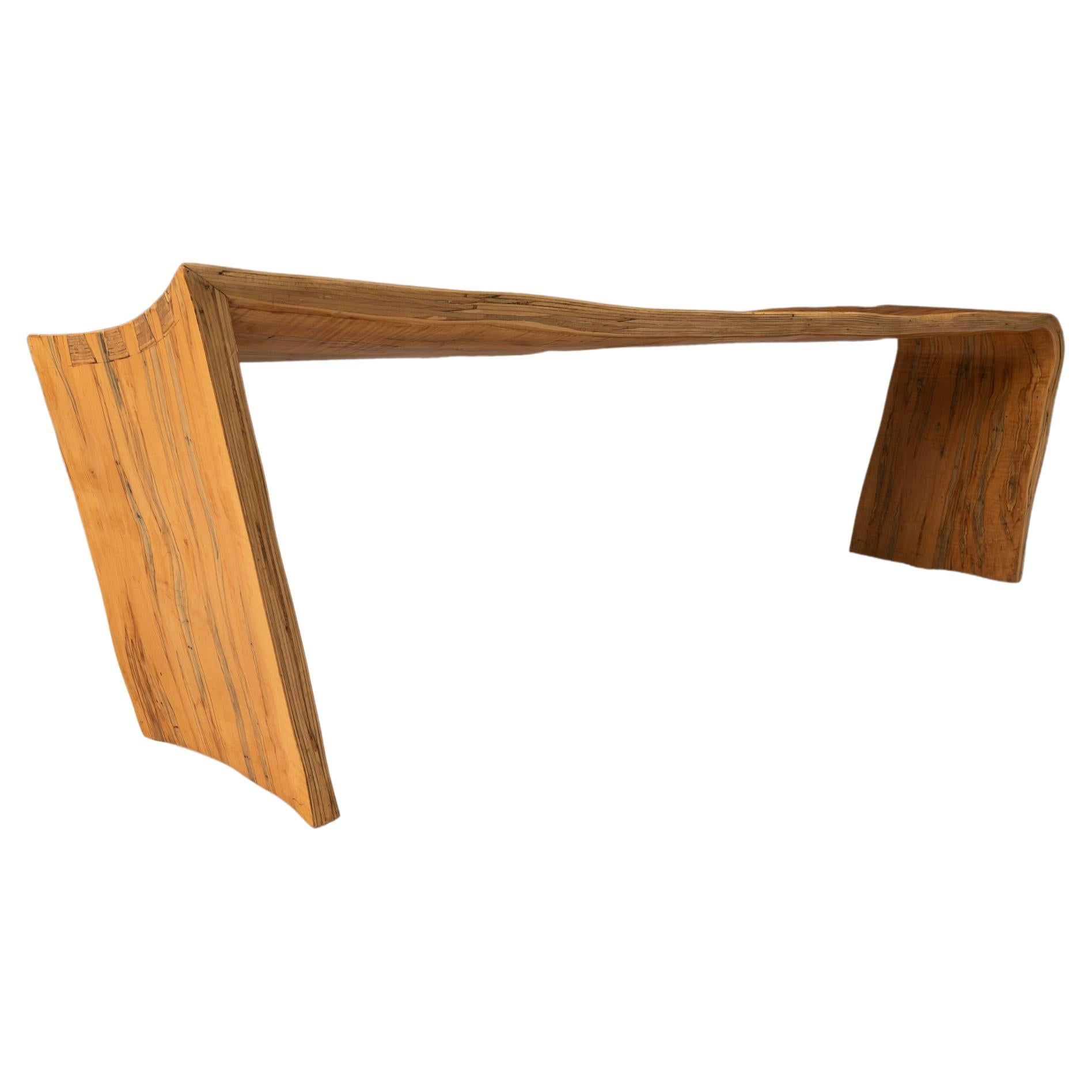 Bentwood Asymmetrical Abstract Three Seater Bench in Ambrosia Maple, Usa, 1980s For Sale