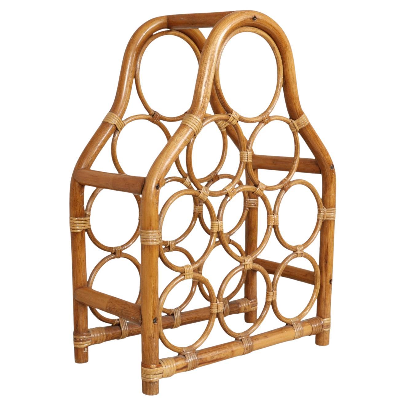 Bentwood Bamboo and Rattan Wine Rack For Sale