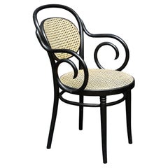 Antique Bentwood Black Armchair with Caned Seat and Back from Italy (Two Available)