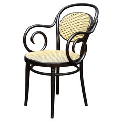 Antique Bentwood Black Chair with Caned Seat and Back from Italy (Two Available)
