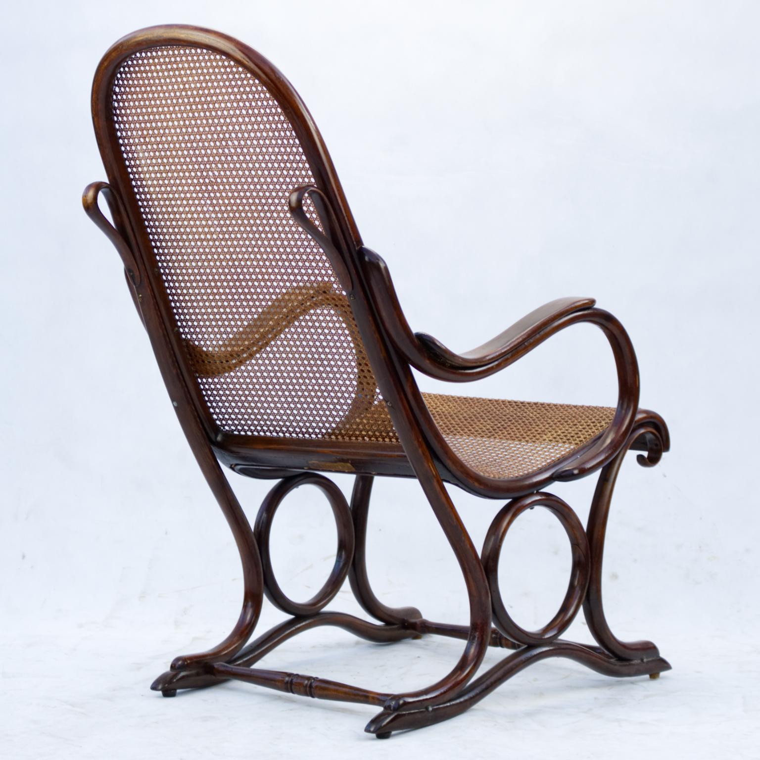Bentwood Cane Salonfauteuil Easy Chair Thonet No. 1, circa 1890 For Sale 3