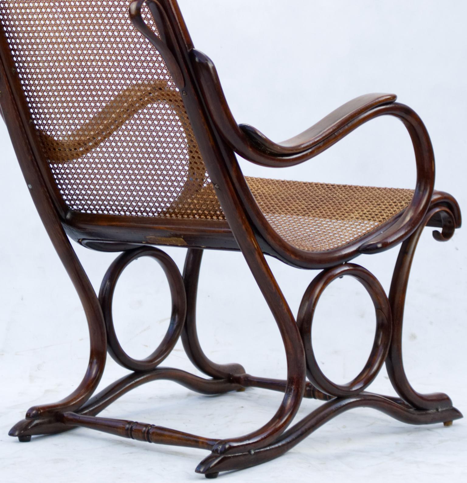 Bentwood Cane Salonfauteuil Easy Chair Thonet No. 1, circa 1890 For Sale 4