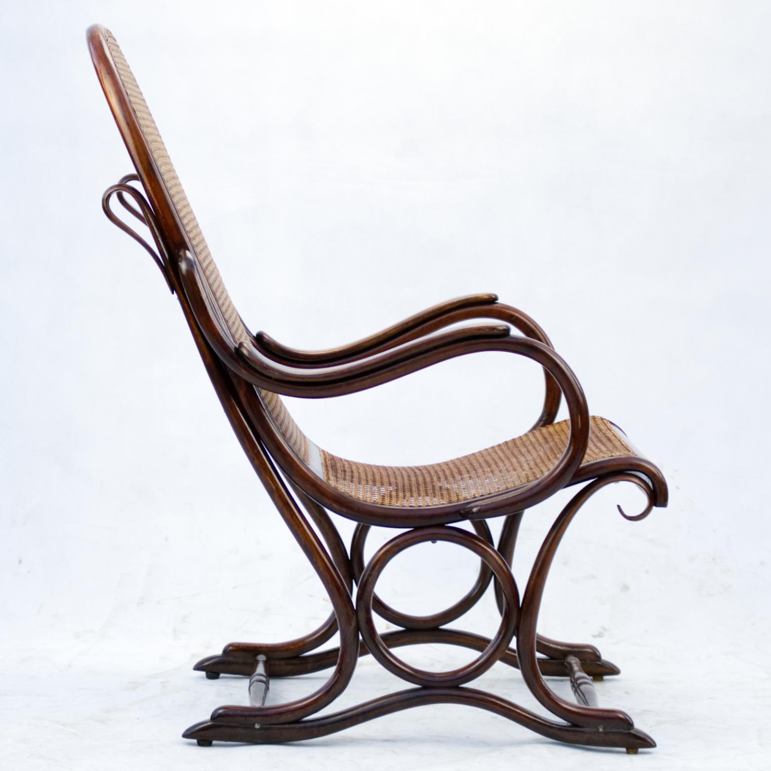 Bentwood Cane Salonfauteuil Easy Chair Thonet No. 1, circa 1890 For Sale 5