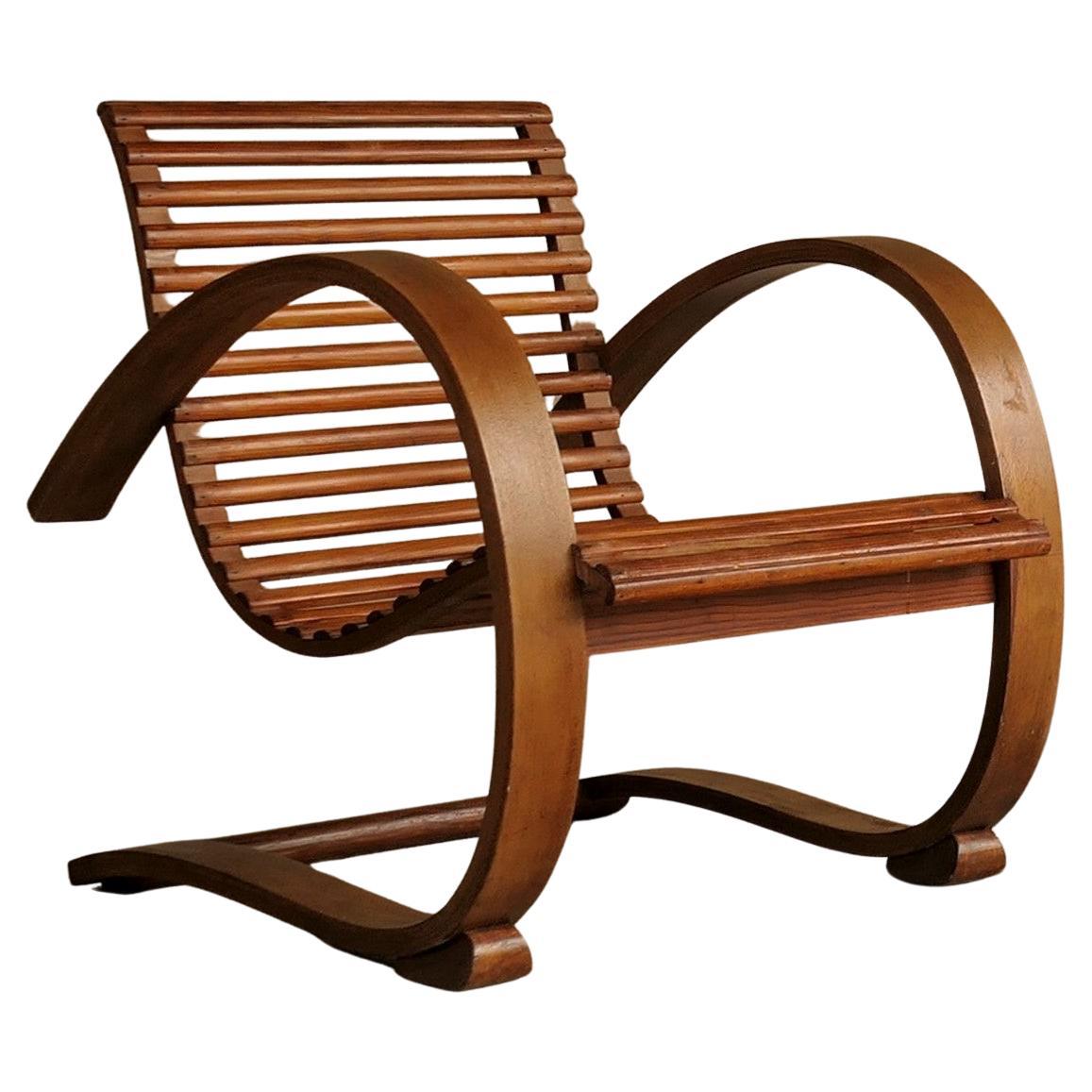 Bentwood Cantilever Bentwood Lounger en vente