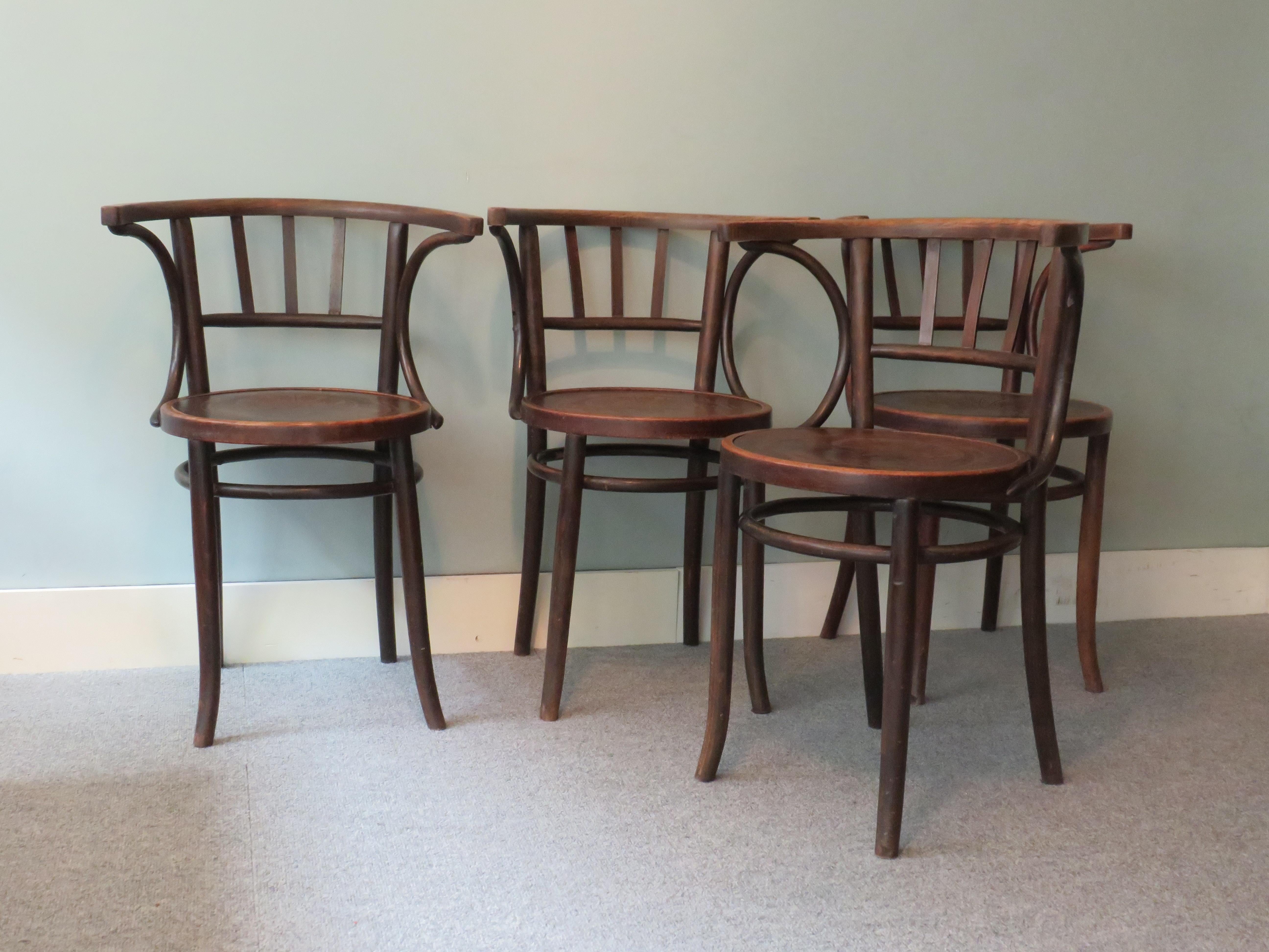 Art Nouveau Bentwood Chairs, Early 1900 Attributed to Thonet