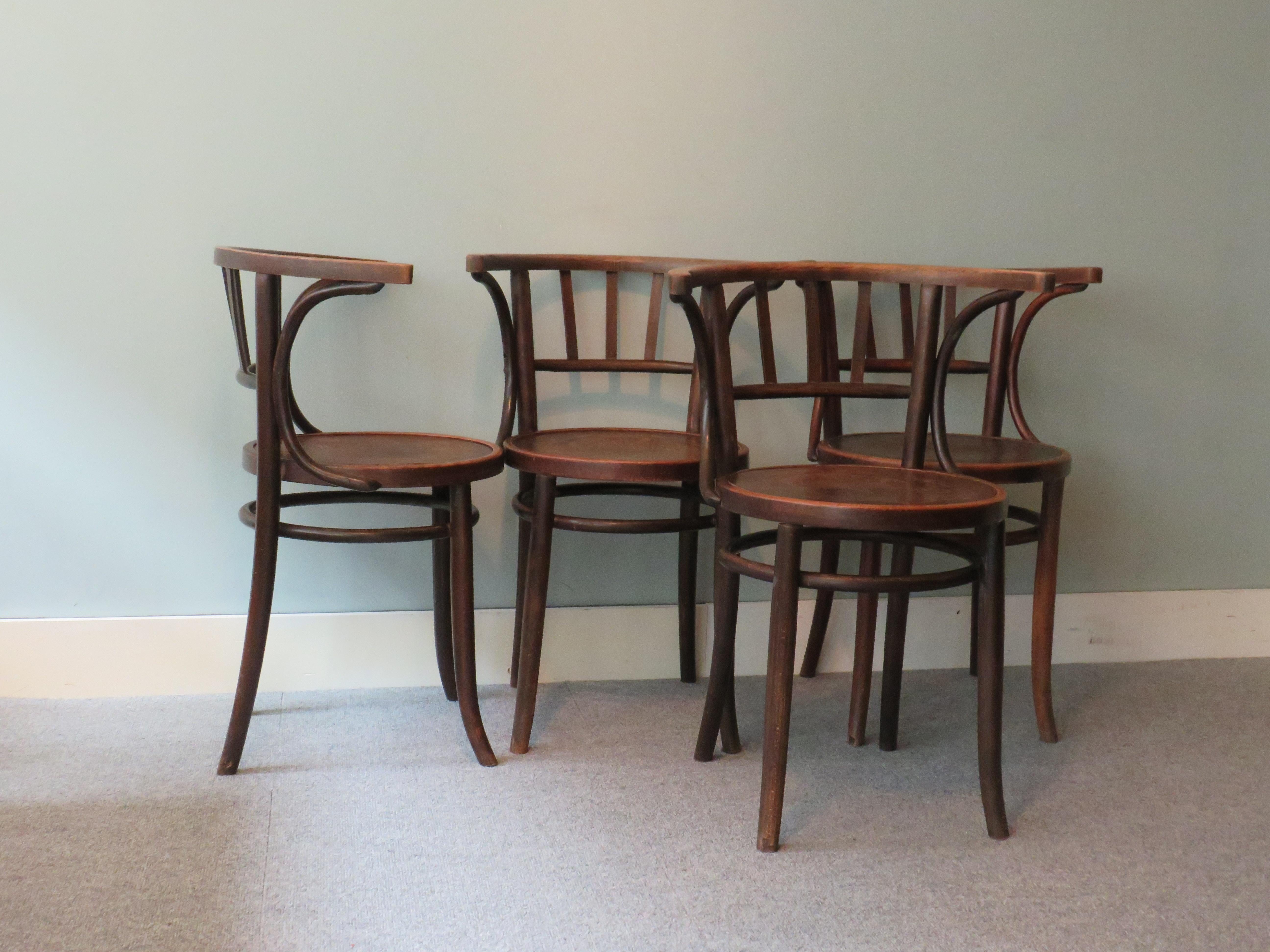 Austrian Bentwood Chairs, Early 1900 Attributed to Thonet