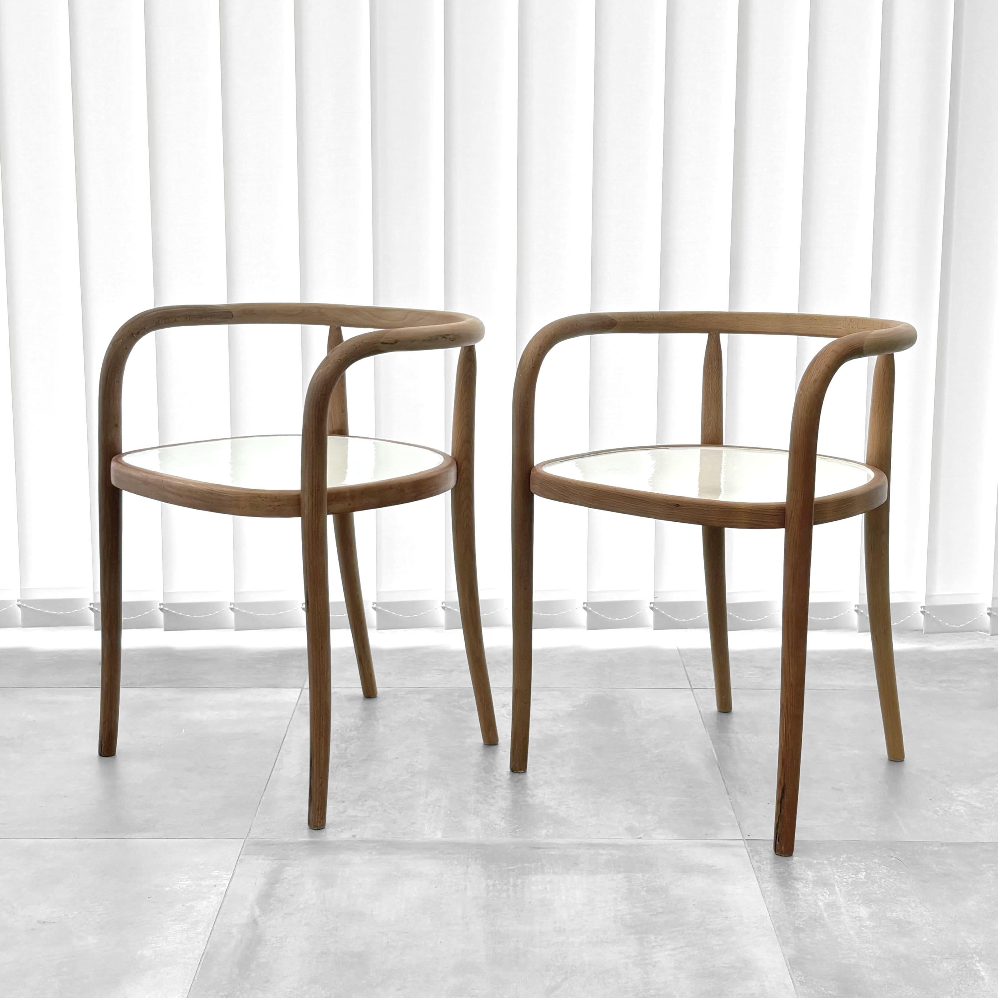 A pair of bentwood armchairs model Ingrid by the Swedish designer Karin Mobring for IKEA. Frame crafted from solid beech wood bent in shape, holding a thin plywood seat. The model was introduced in 1966 and was marketed as a small and compact chair