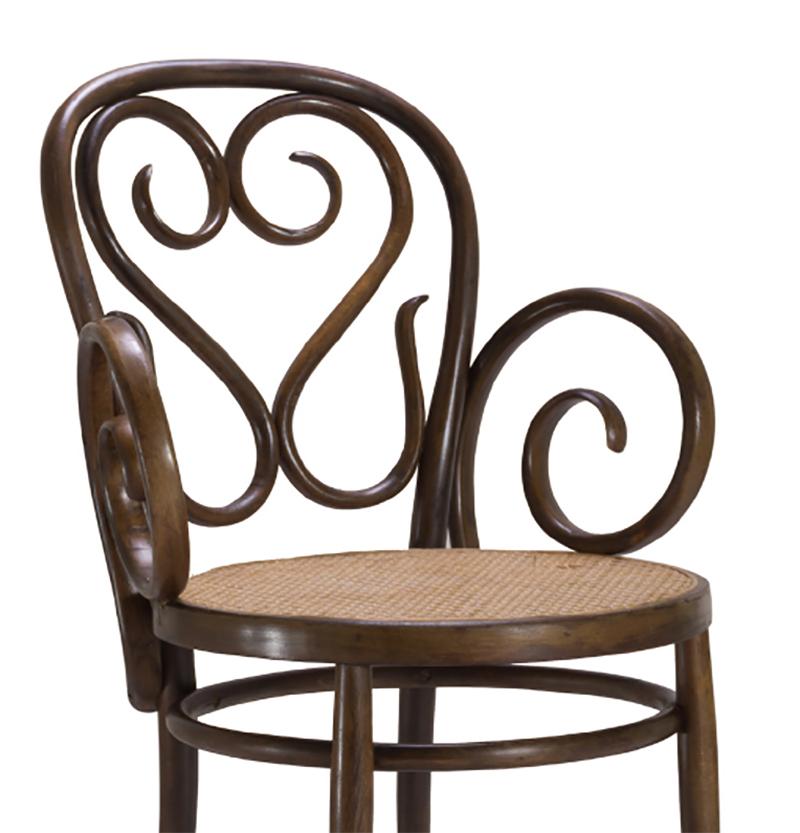 Italian Bentwood Dining Armchairs with Caned Seats by Salvatore Leone, Set of Four